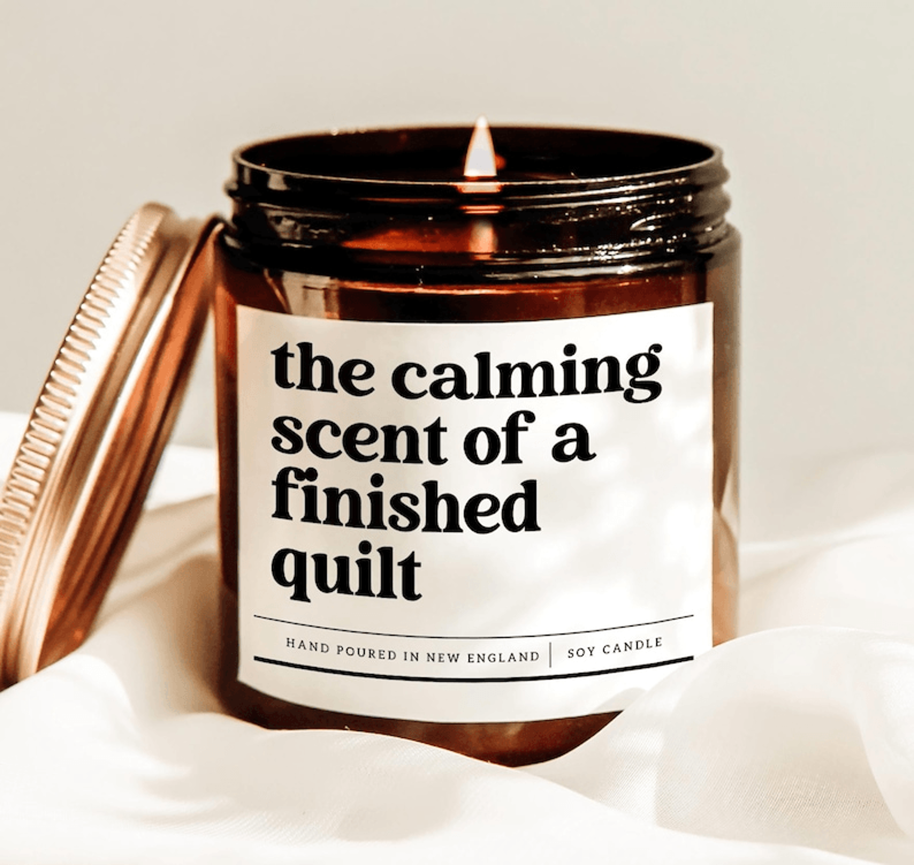quilting candle gift, funny quilter candle, sewing lover gift, finished quilt candle