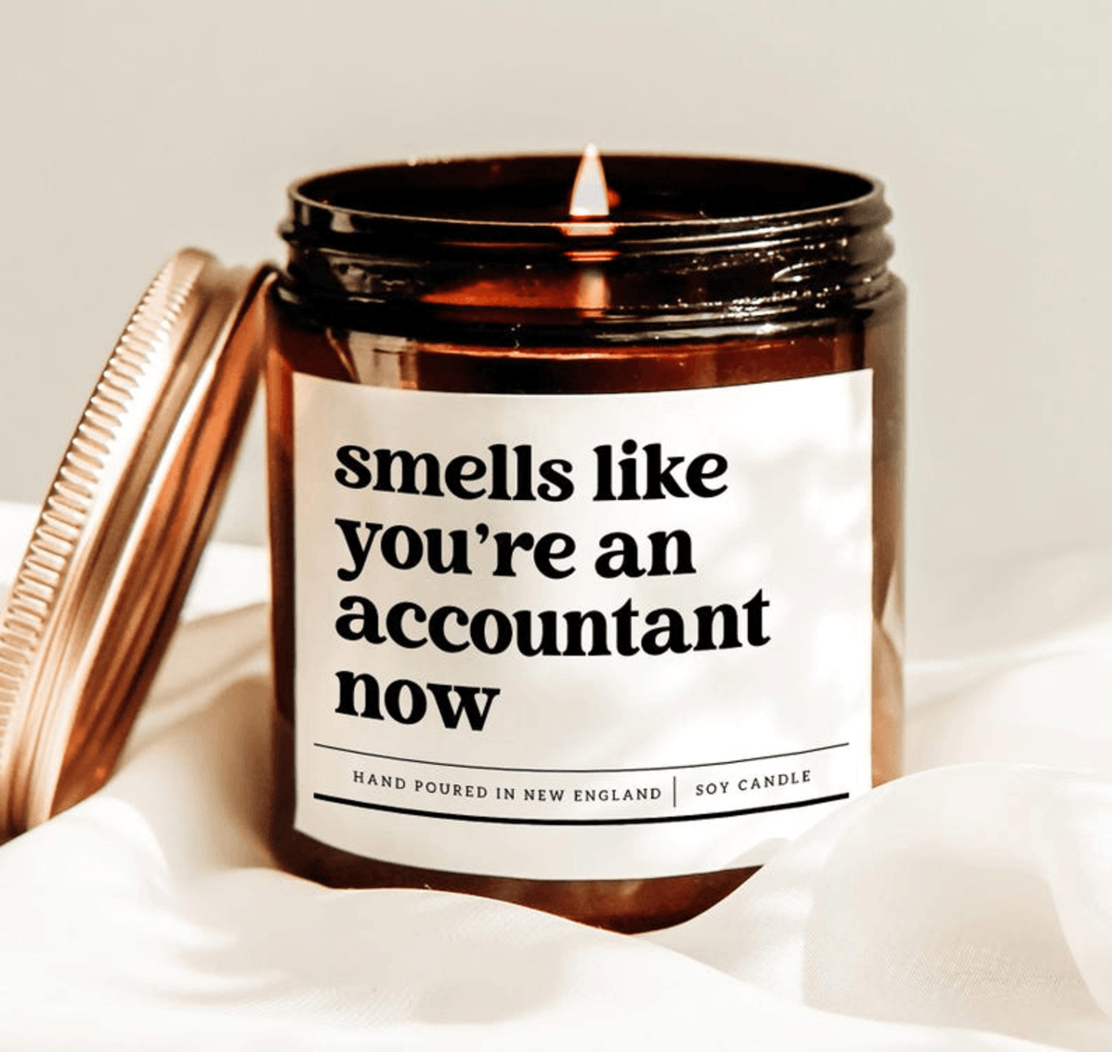 funny accountant candle gift for cpa graduation, accounting student gift, smells like you are an accountant now