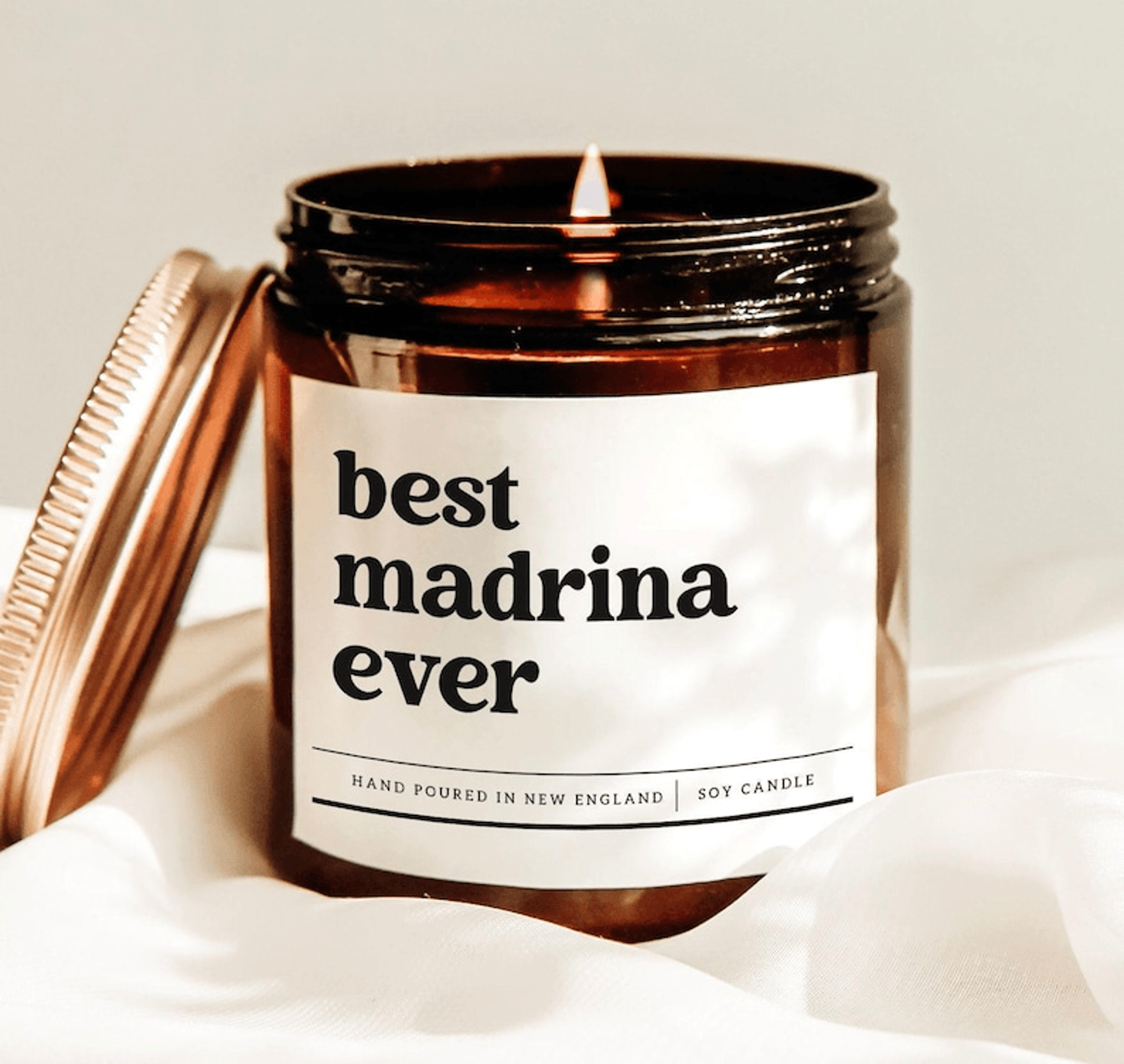 best madrina ever candle, godmother gift from godchild, funny spanish madrina soy candle for special occasions