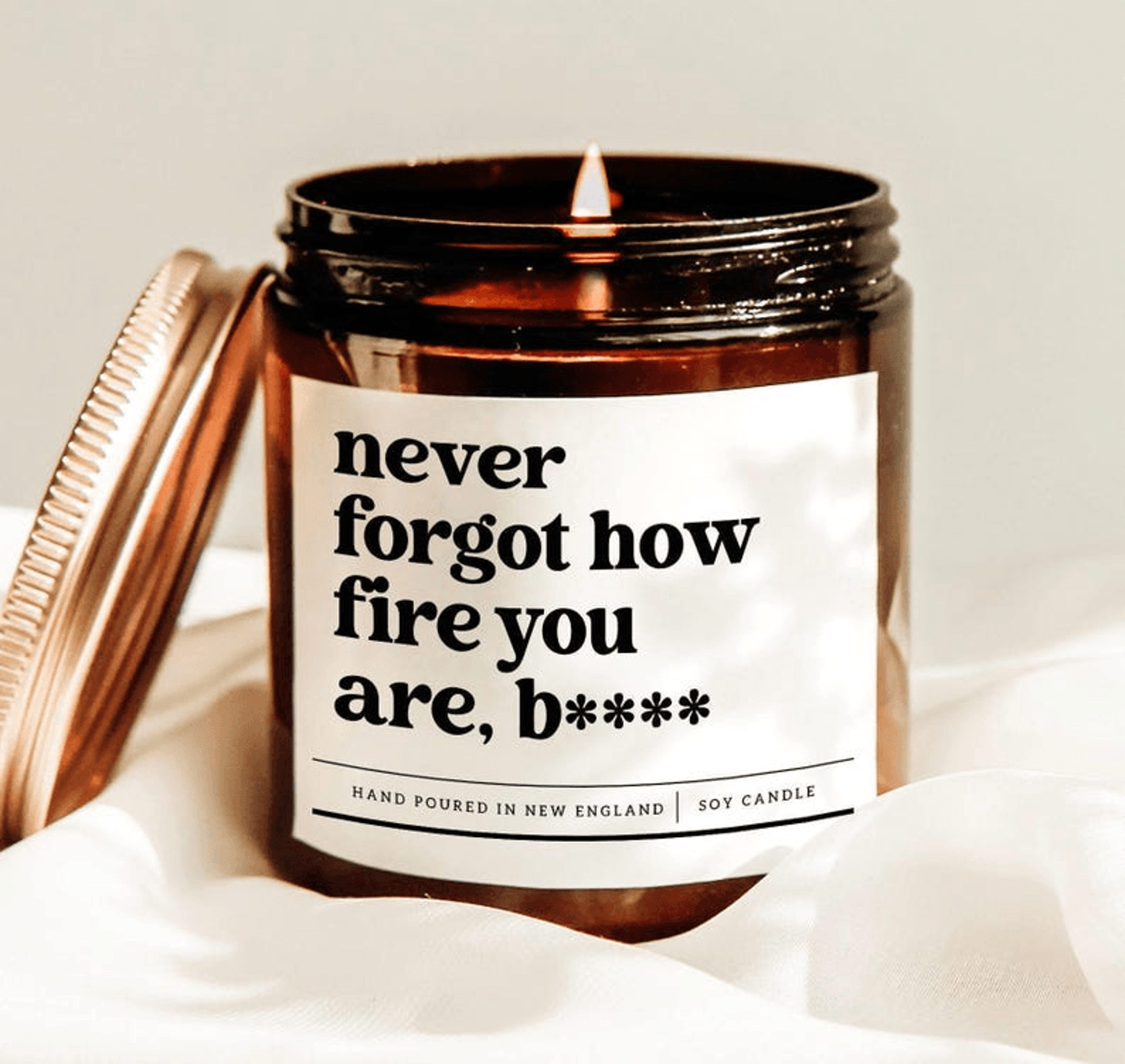 never forgot how fire you are candle, funny best friend gift, hype girl soy candle for confidence and self love