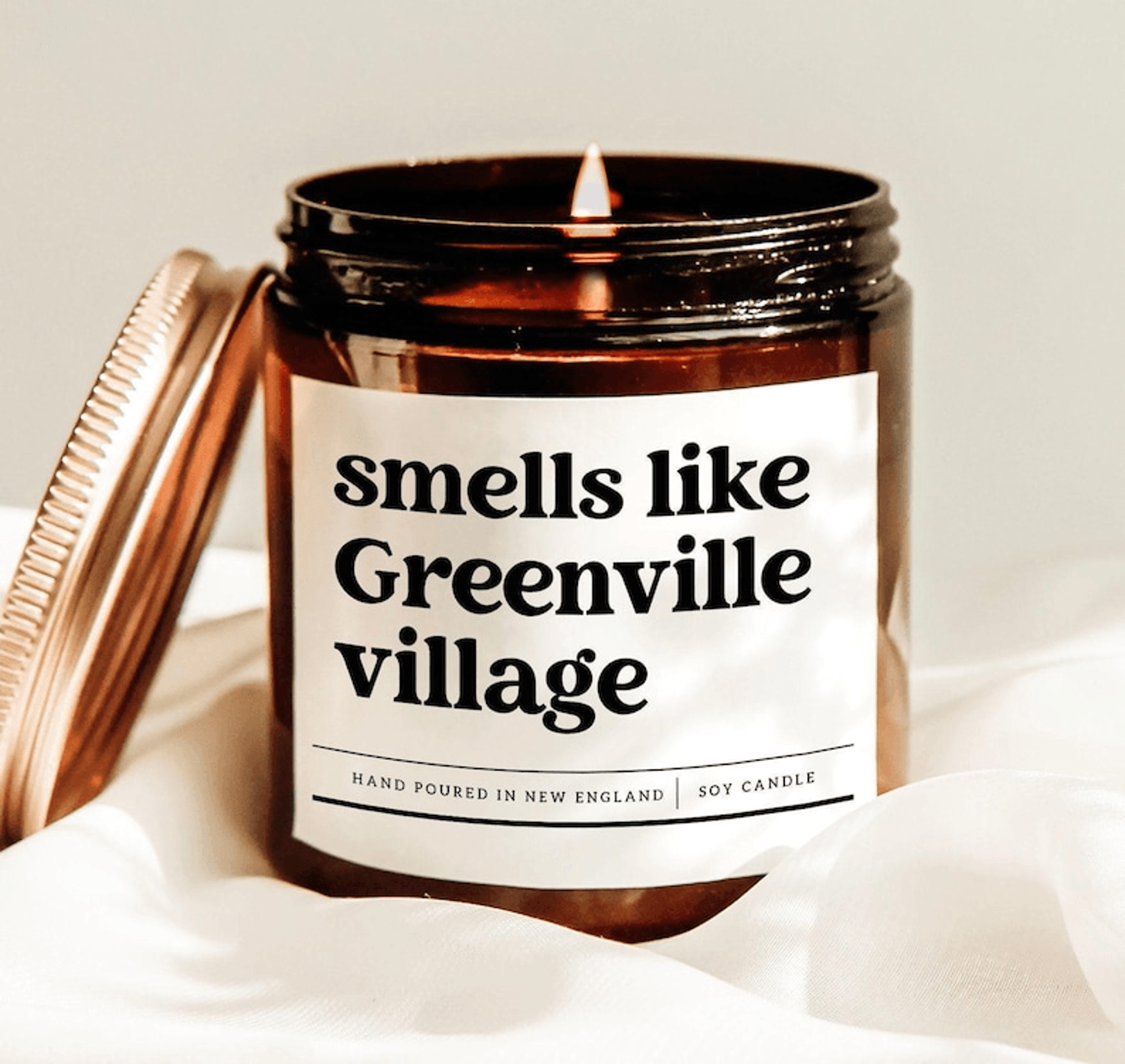 smells like greenville village candle, funny greenville village gift, cozy neighborhood soy candle home decor