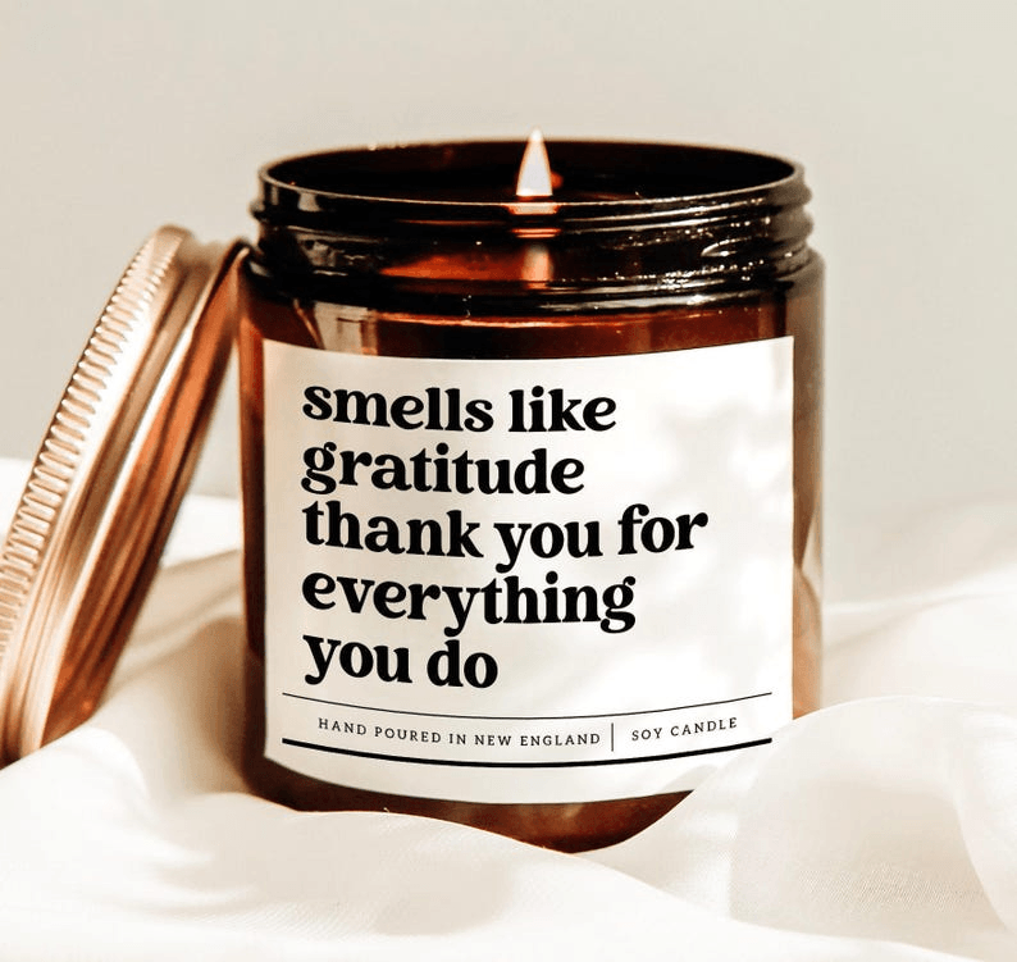 smells like gratitude thank you for everything you do candle, appreciation gift for coworker teacher nurse