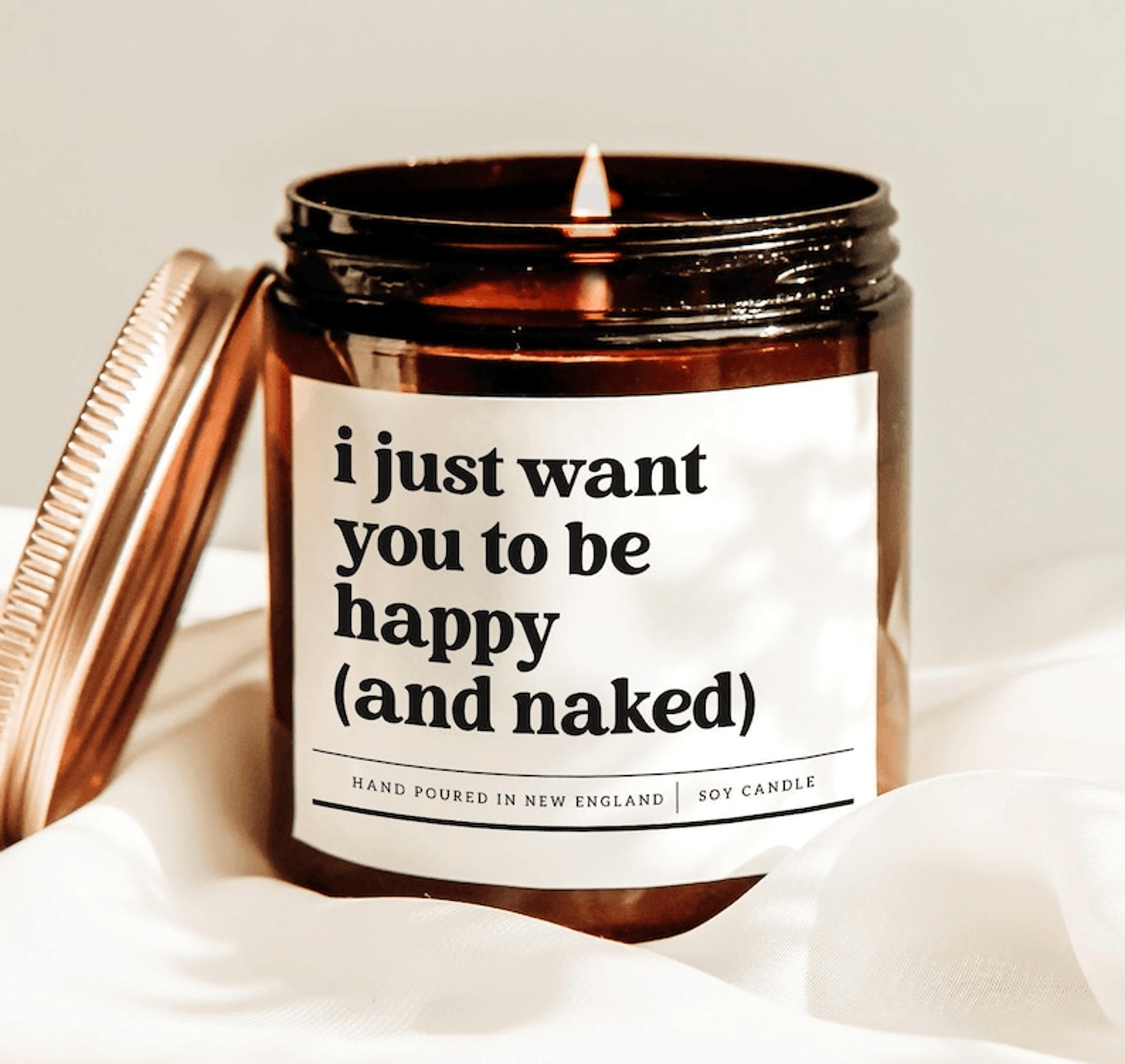 i just want you to be happy and naked candle, funny romantic gift, flirty couple candle, naughty humor