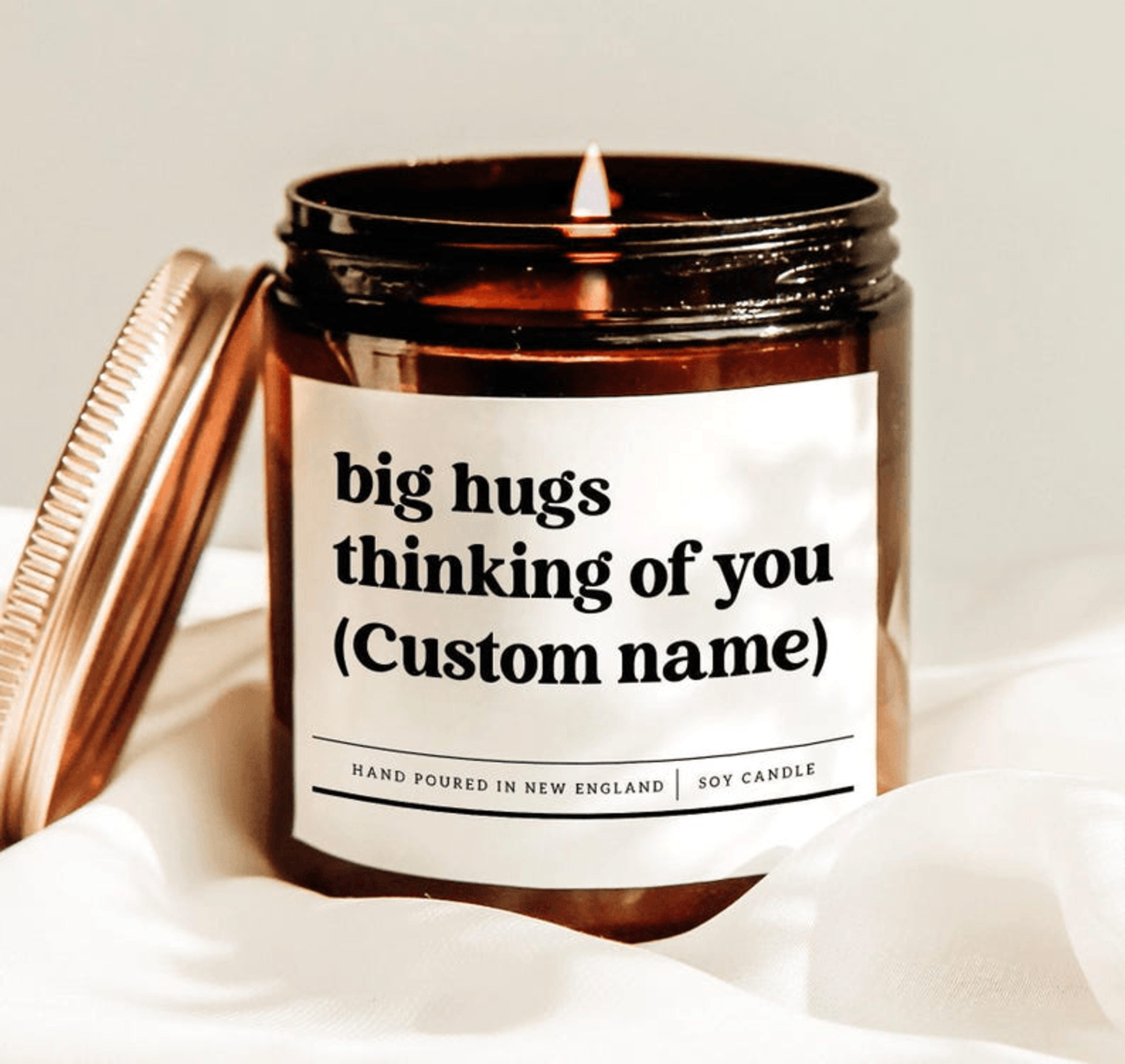 big hugs thinking of you custom name candle gift long distance friendship soy candle personalized sympathy gift