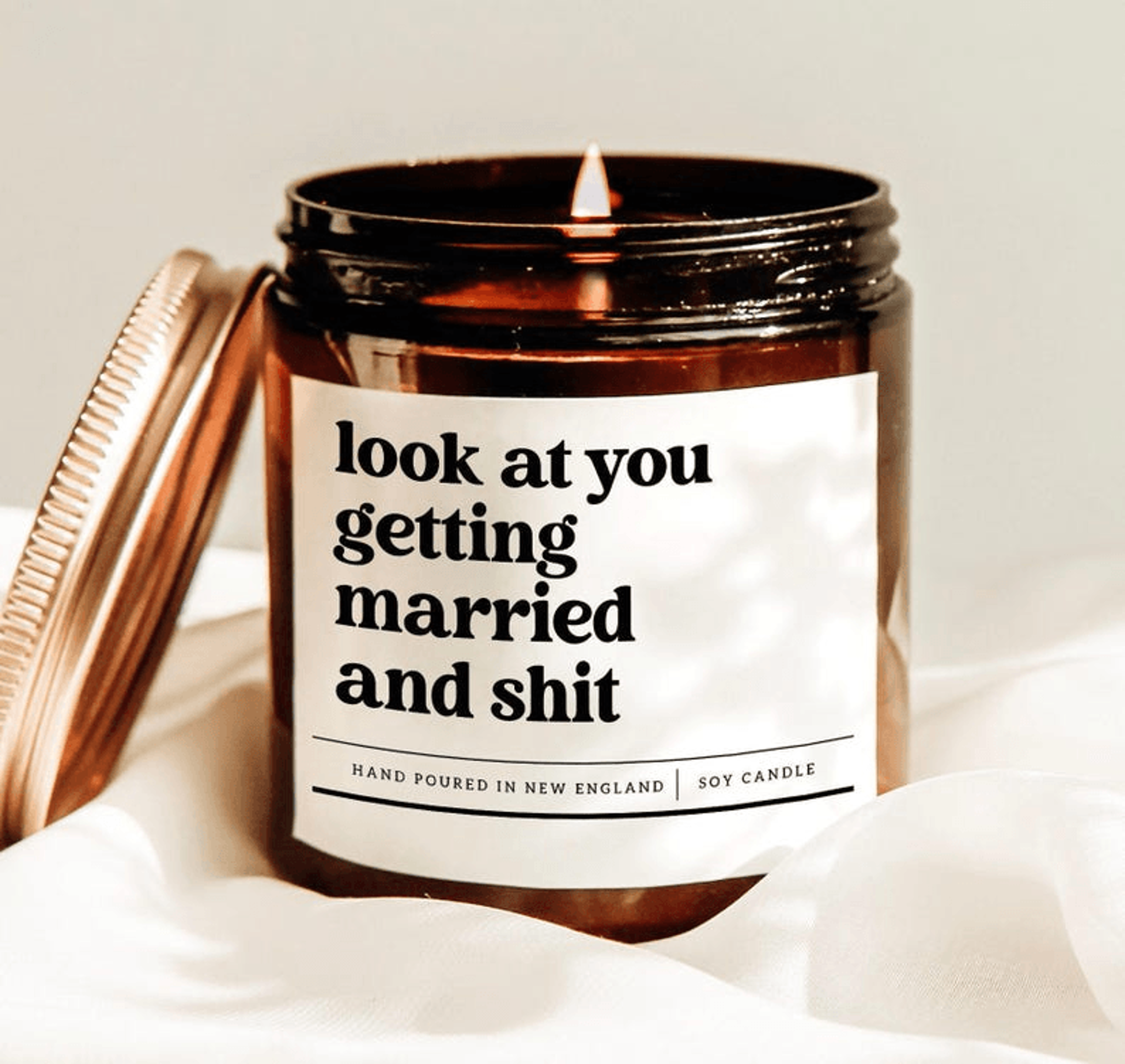 look at you getting married and shit funny wedding candle engagement gift bride to be soy candle decor
