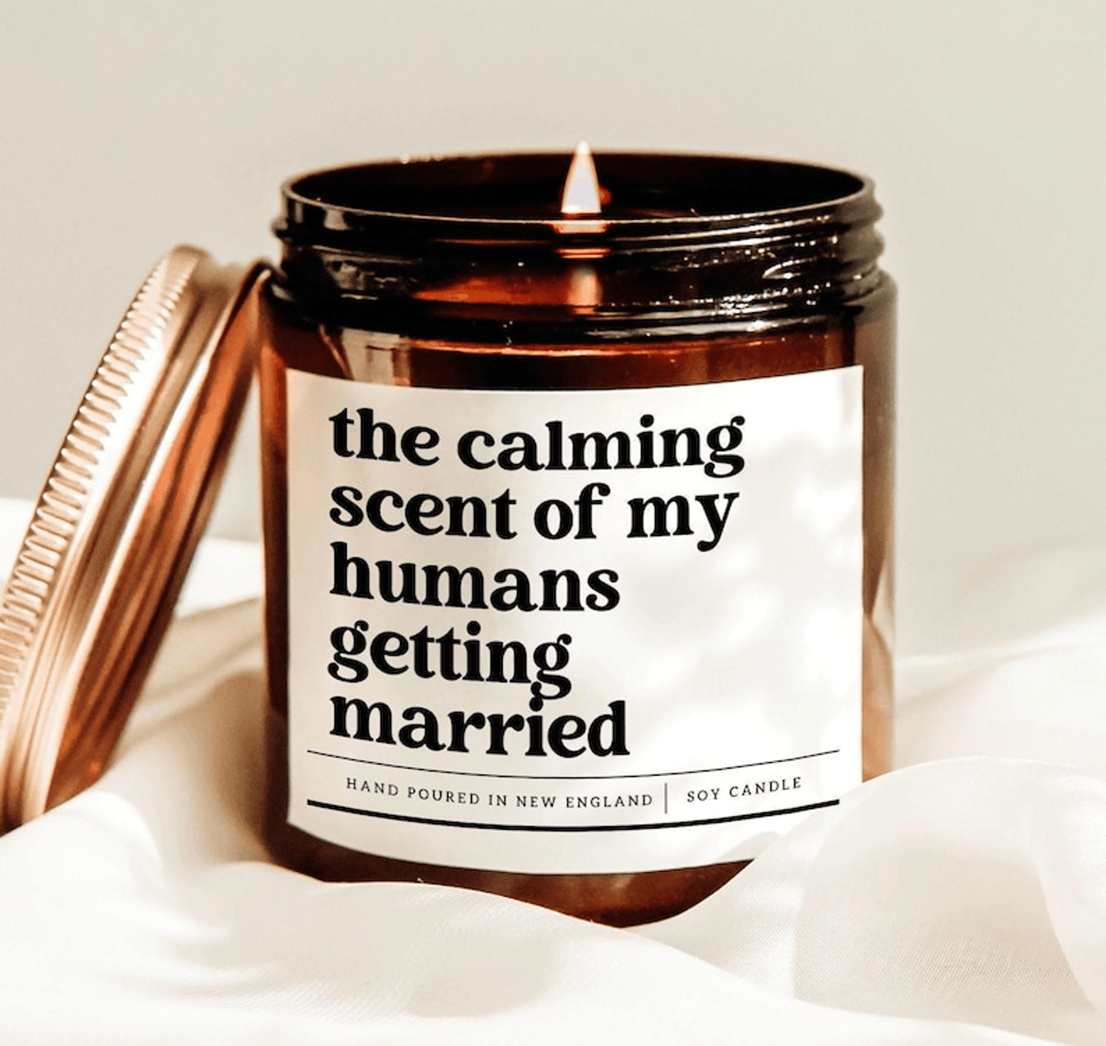 the calming scent of my humans getting married candle funny wedding gift pet lover soy candle decor