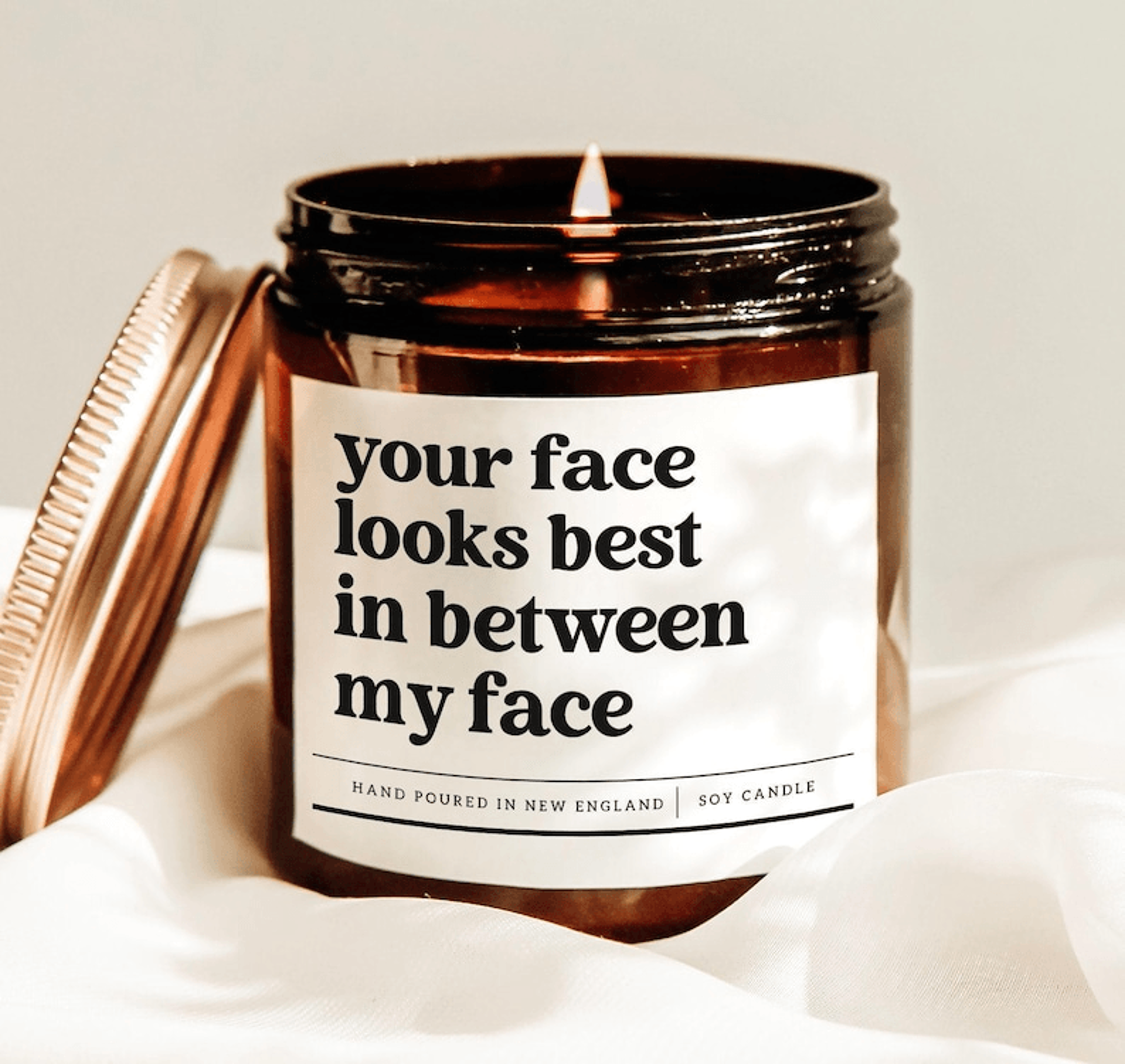 smells like she's watching movie again candle funny custom movieyour face looks best in between my lover soy candle gift