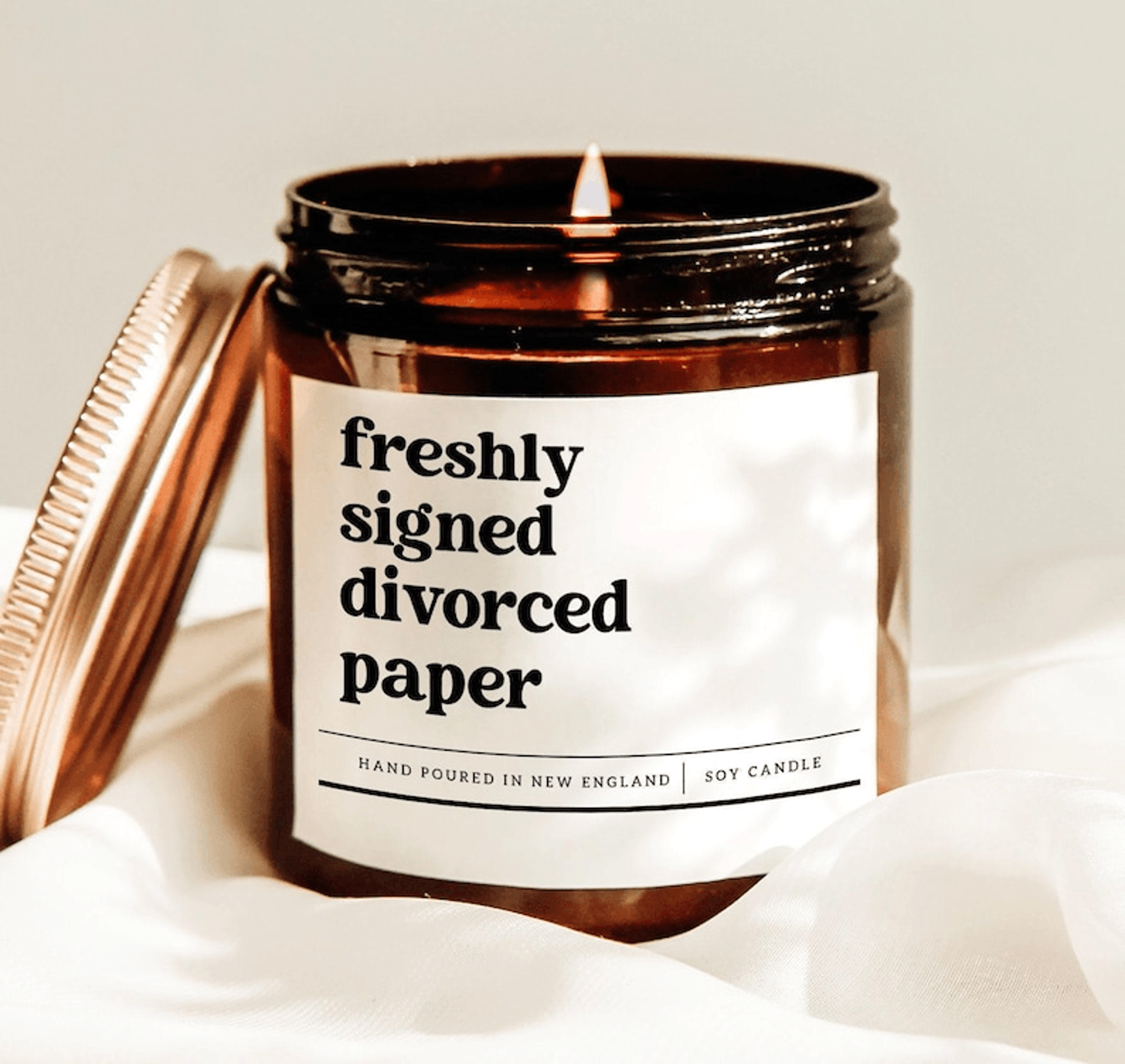 freshly signed divorced paper funny divorce party candle gift