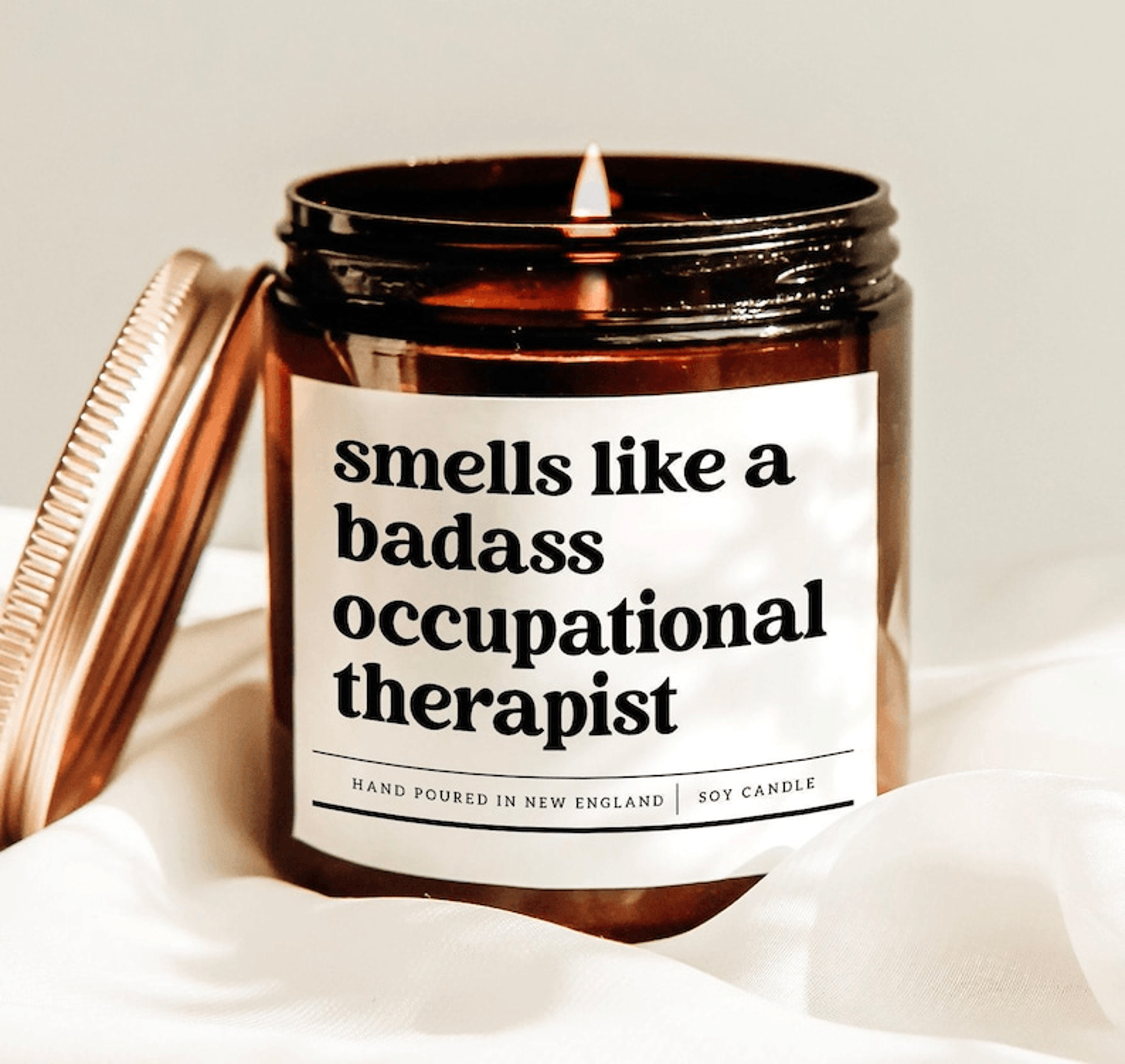 smells like a badass occupational therapist funny ot candle gift