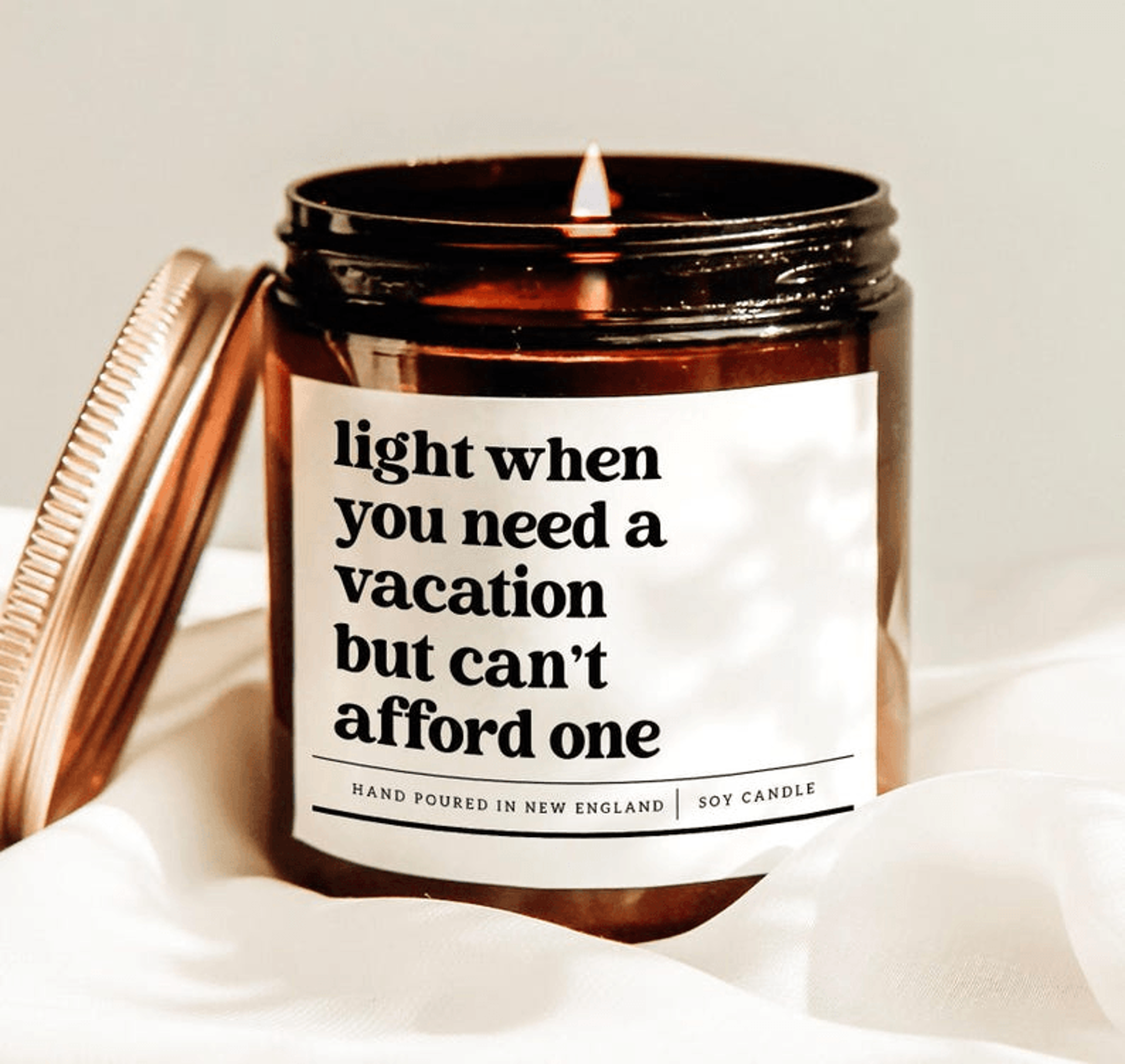 light when you need a vacation but cant afford one candle funny stress relief soy candle gift for friends