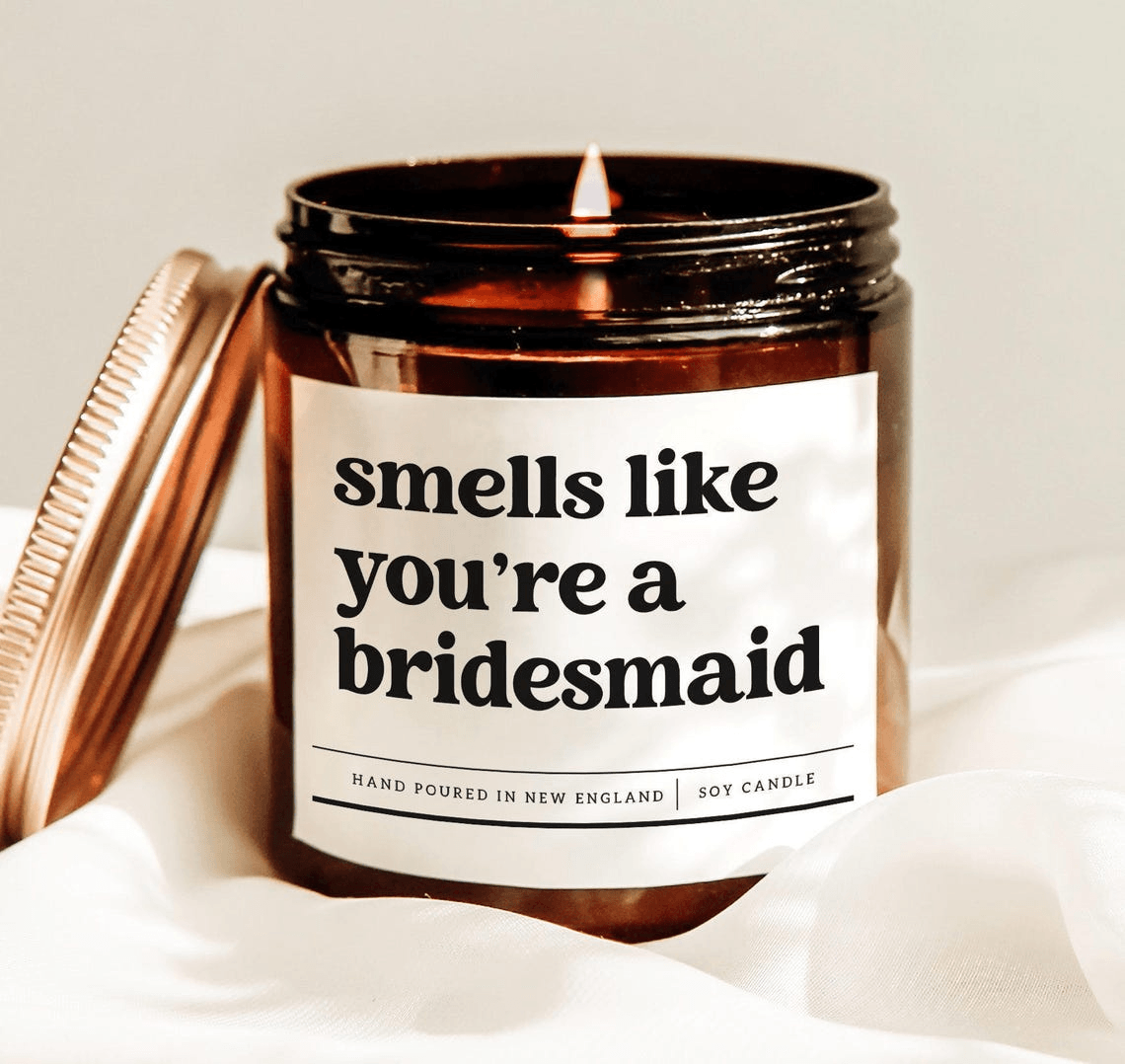 smells like youre a bridesmaid candle funny bridesmaid proposal gift bridal party soy candle wedding gift