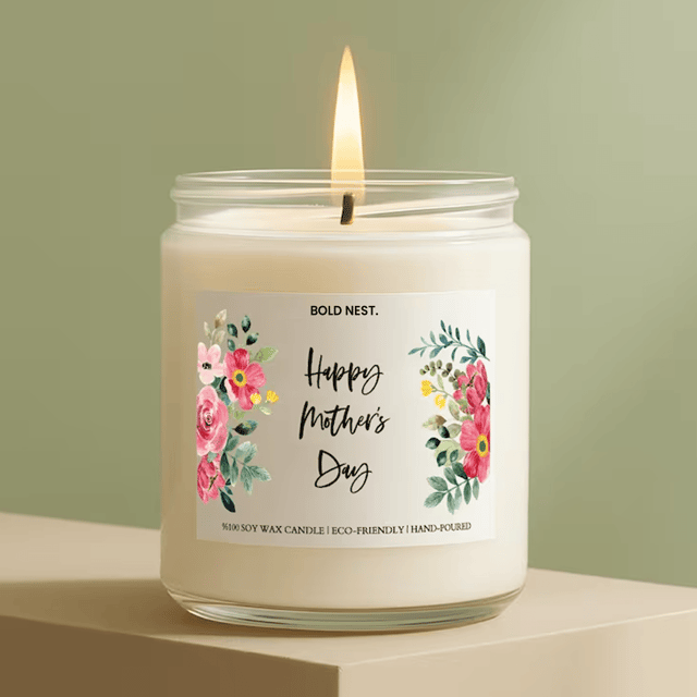Happy Mothers Day Candle Gift For Mom Floral Soy Candle Mothers Day Gift Personalized Candle From D