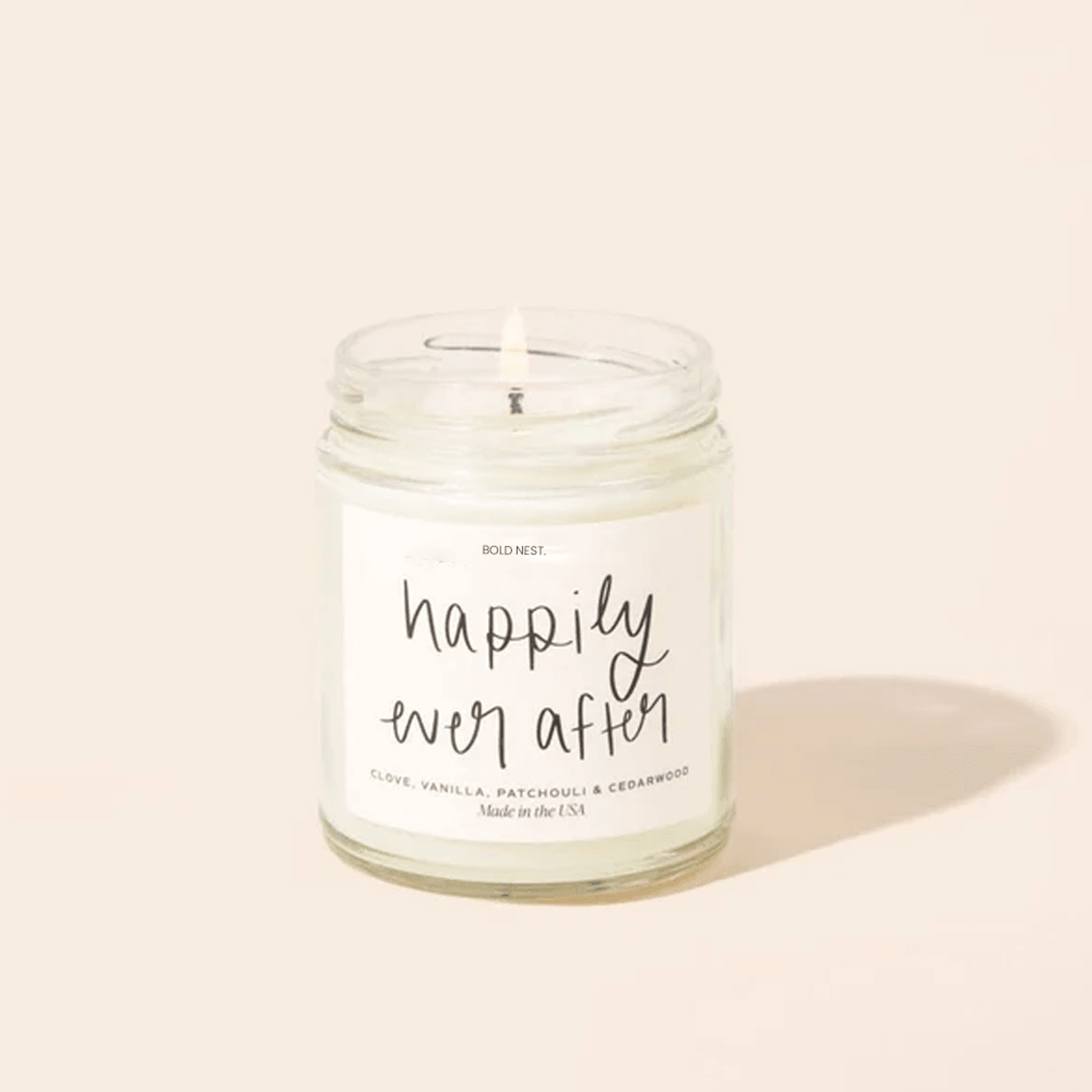 happily ever after soy candle – patchouli lavender wedding candle gift for couples & newlyweds