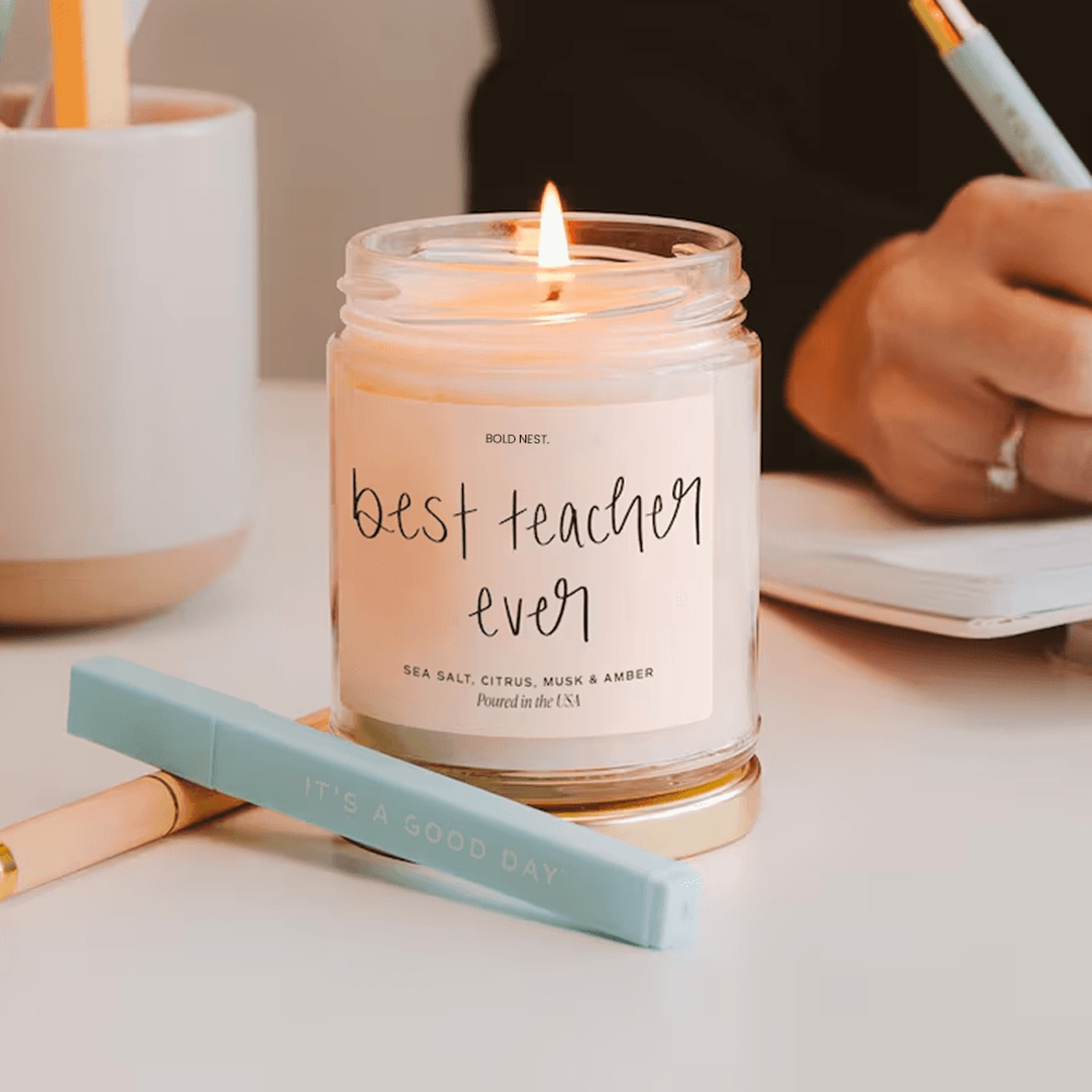 best teacher ever soy candle – teacher appreciation candle gift for mentors & educators