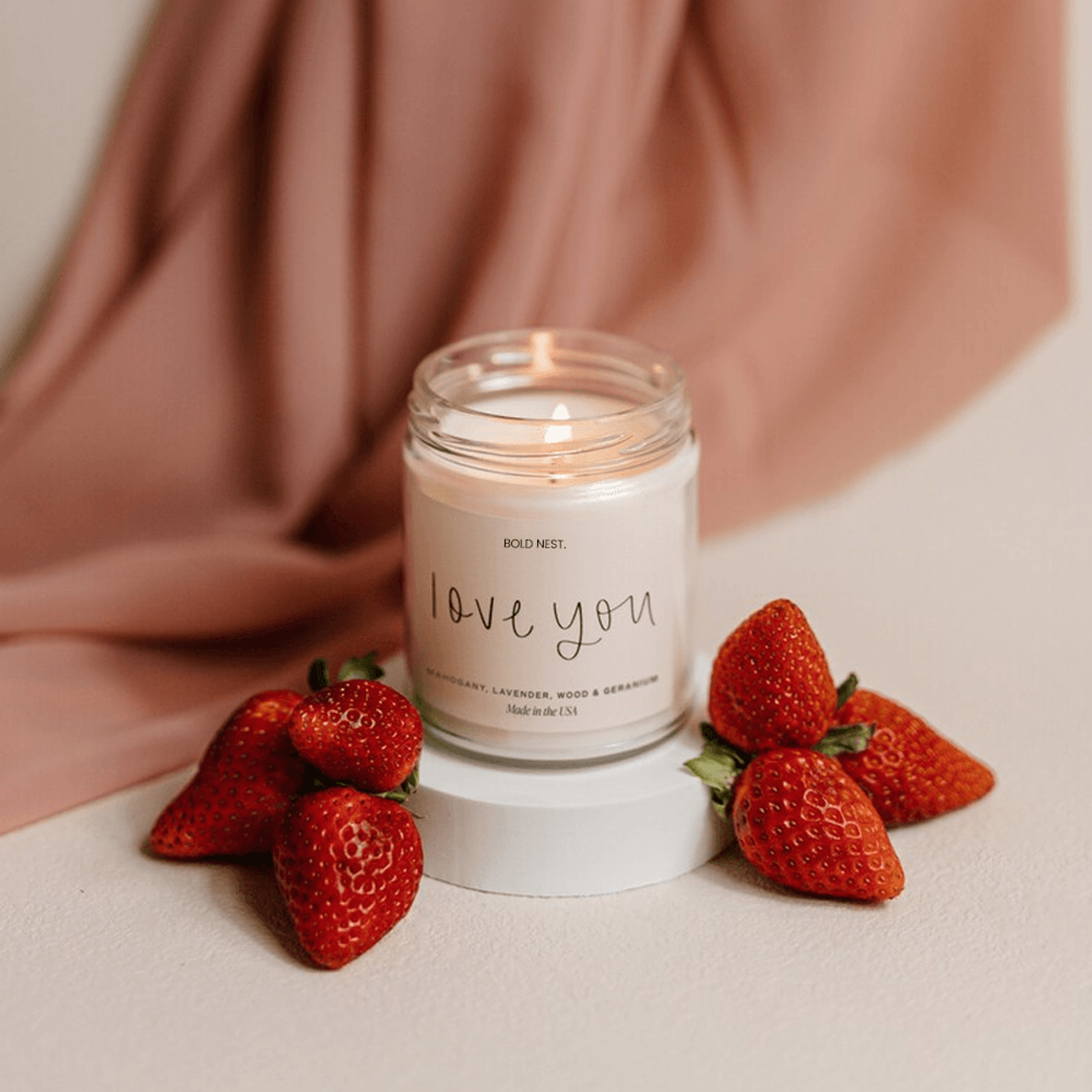 love you soy candle - romantic teakwood lavender candle gift for couples & valentines day