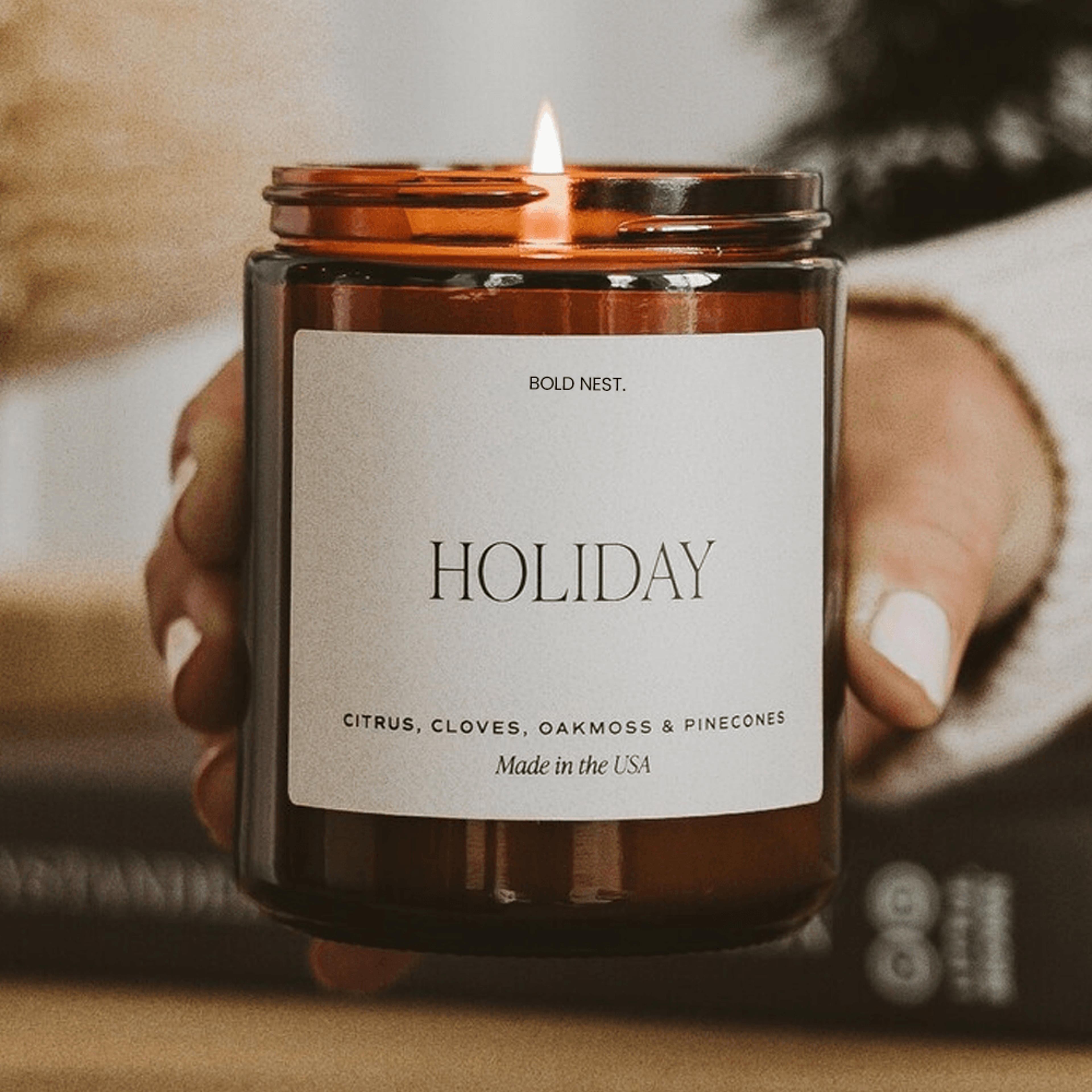 holiday pine soy candle – christmas tree scented candle for cozy winter homes
