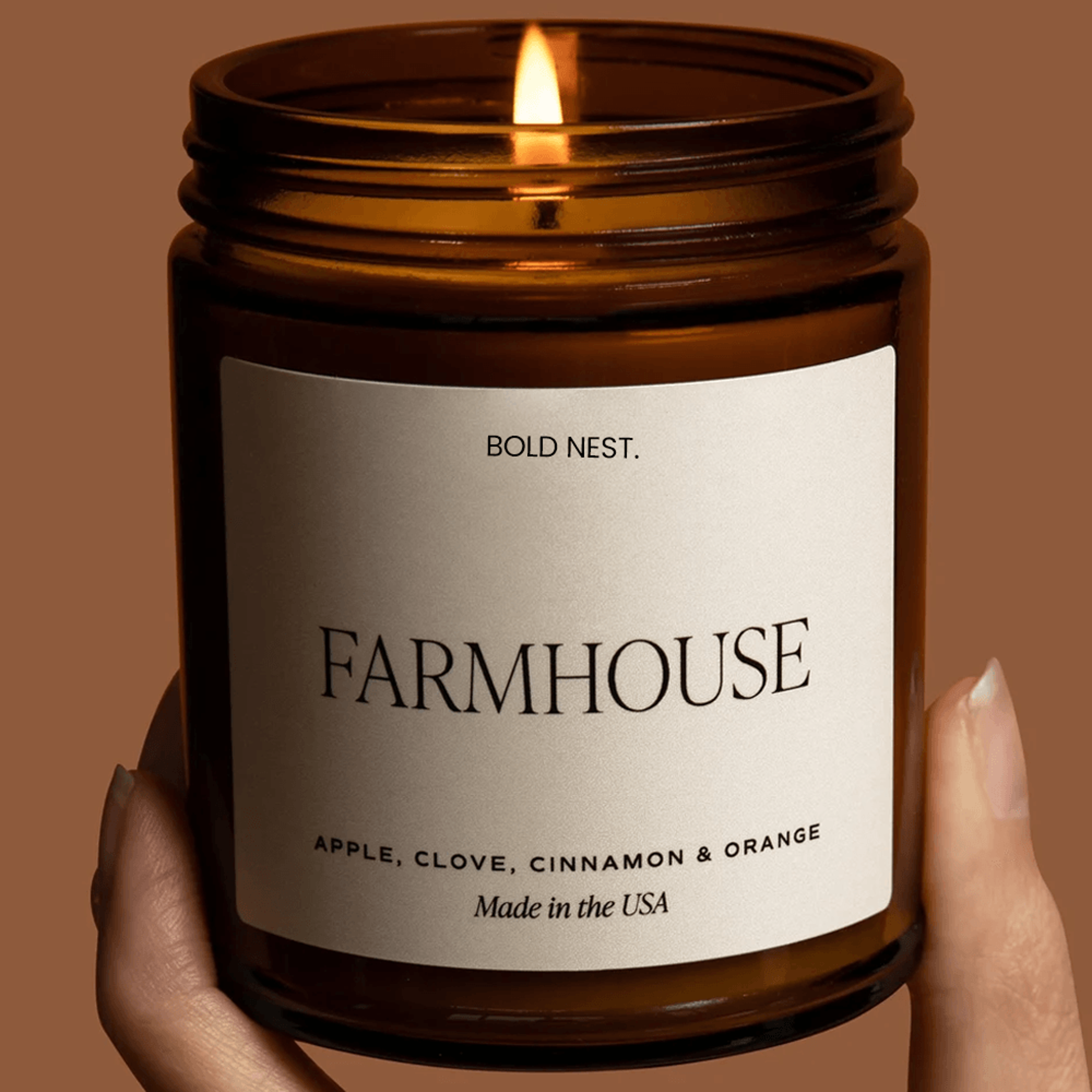 farmhouse apple pie soy wax candle – apple orange clove fall scented amber jar candle