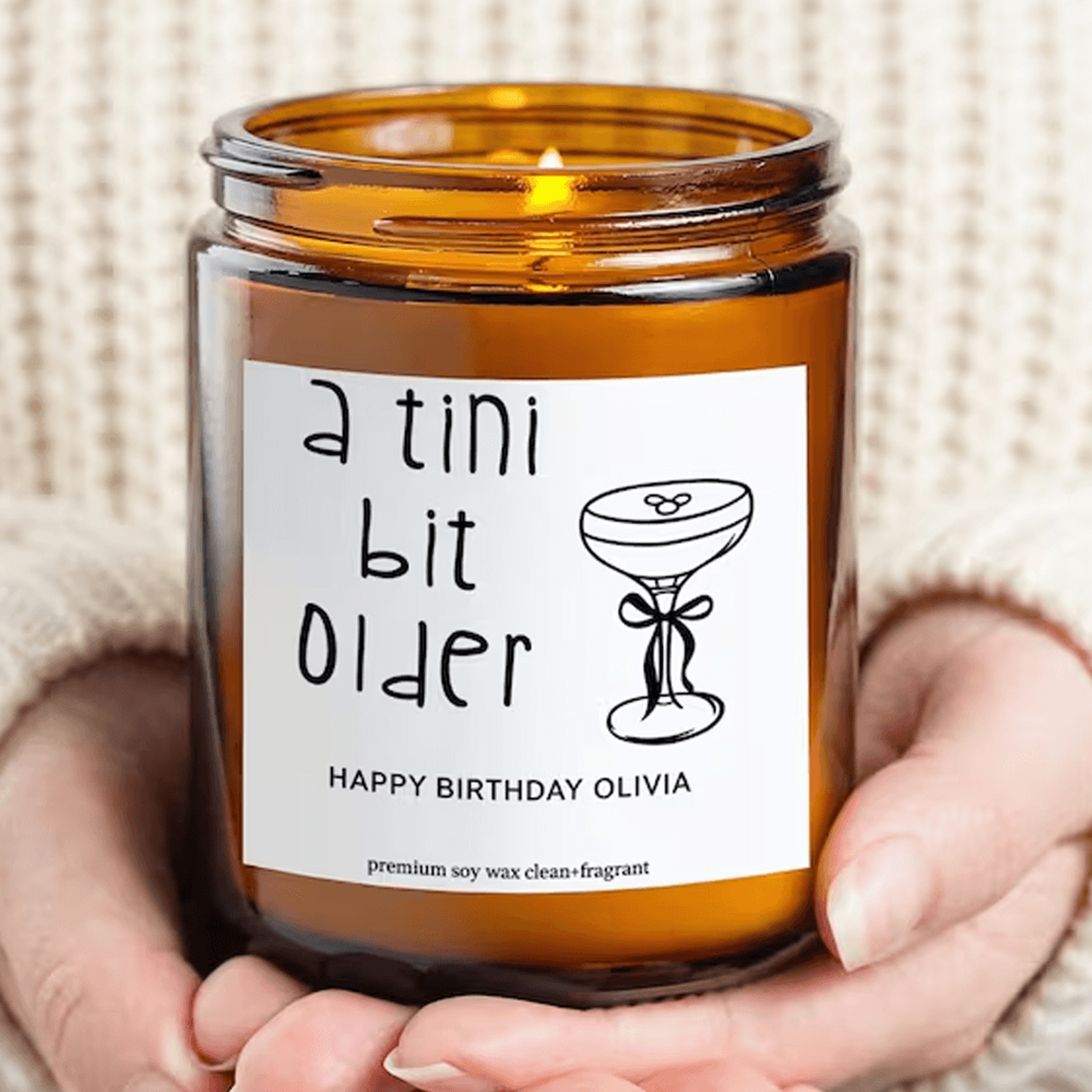funny birthday candle gift, personalized birthday candle, a tini bit older candle, birthday gift for her