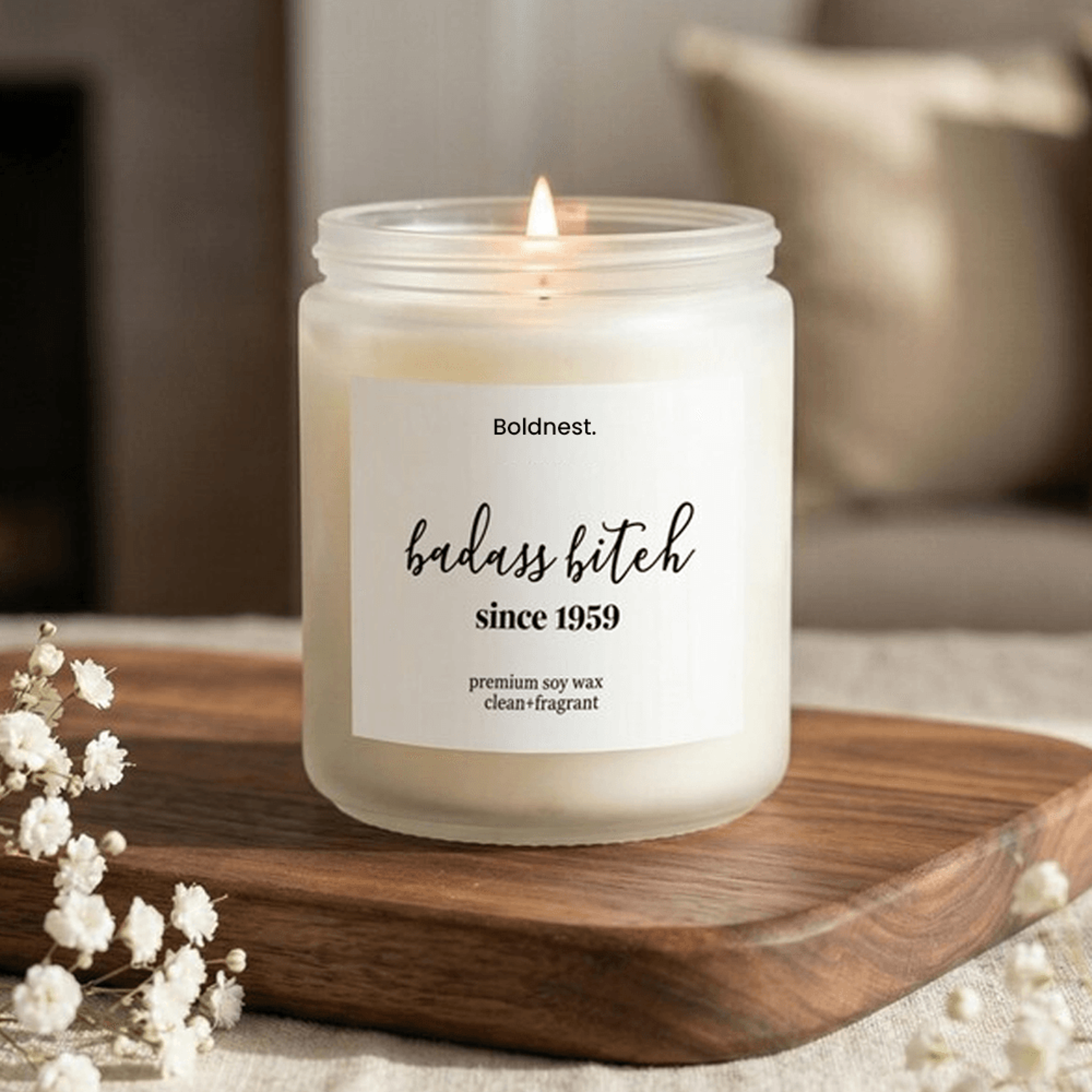 badass bitch since 1959 candle, funny birthday gift for women, personalized birth year candle, best friend gift, mom gif