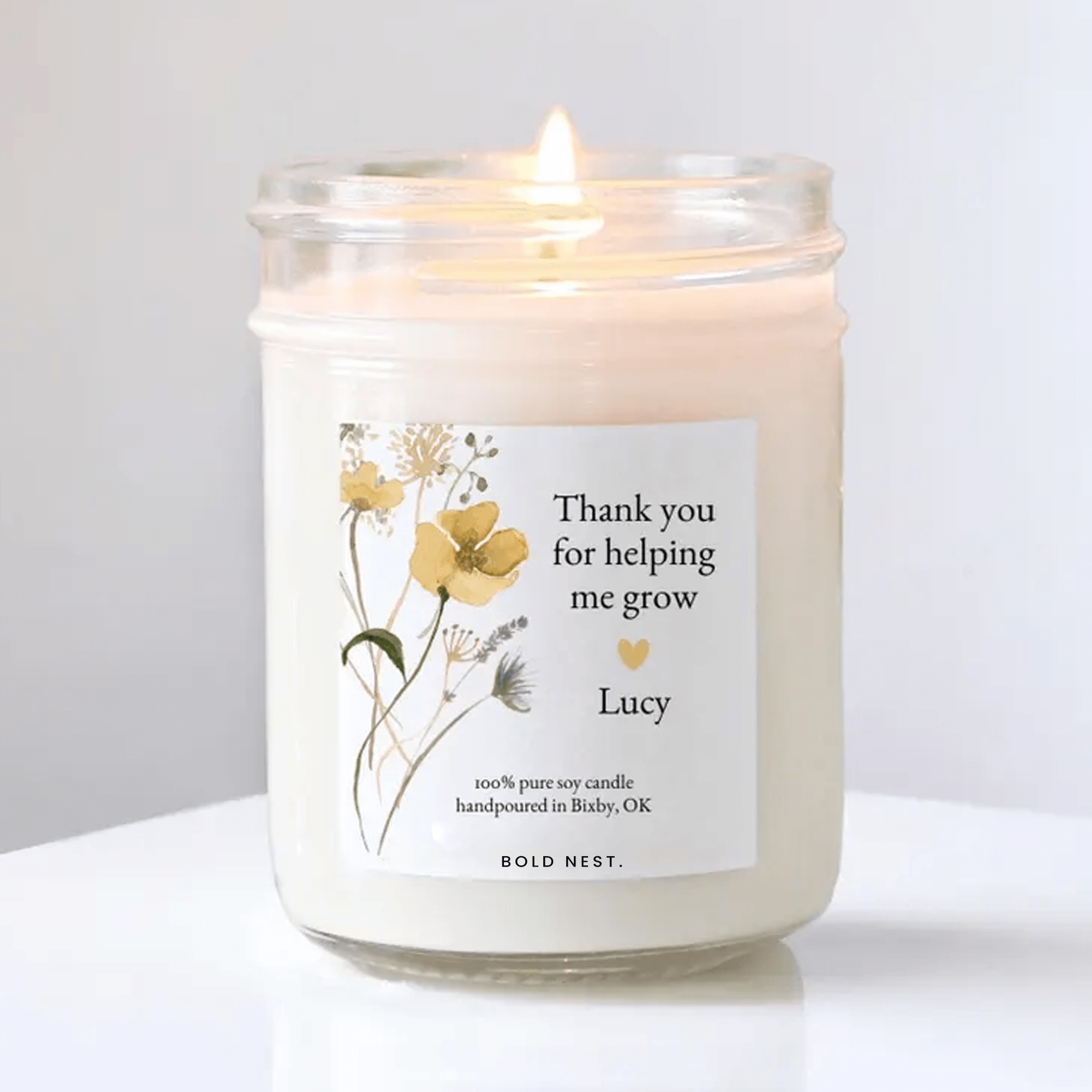 thank you for helping me grow candle personalized teacher appreciation gift custom teacher thank you candle