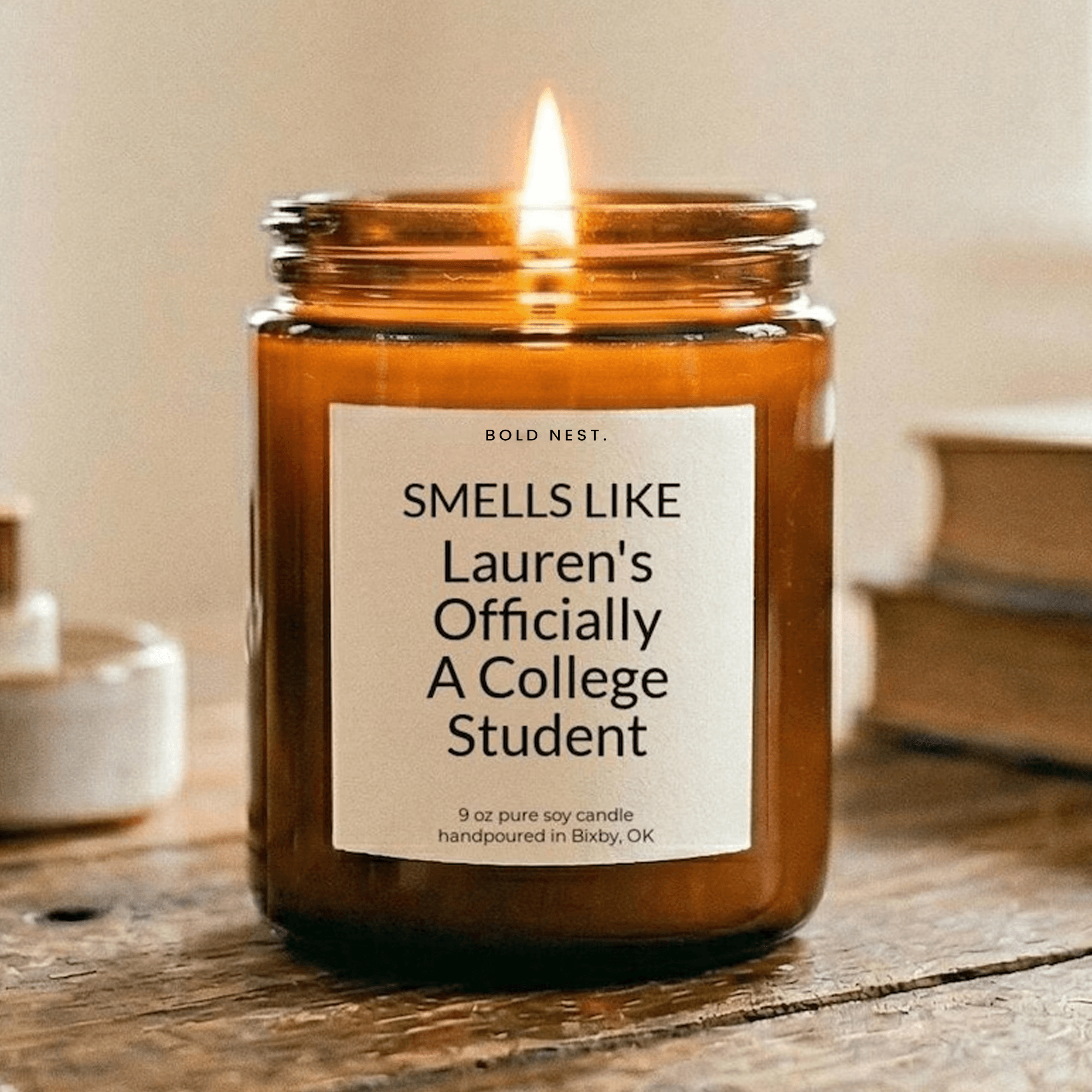 personalized college student candle college acceptance gift college bound student gift going away to college