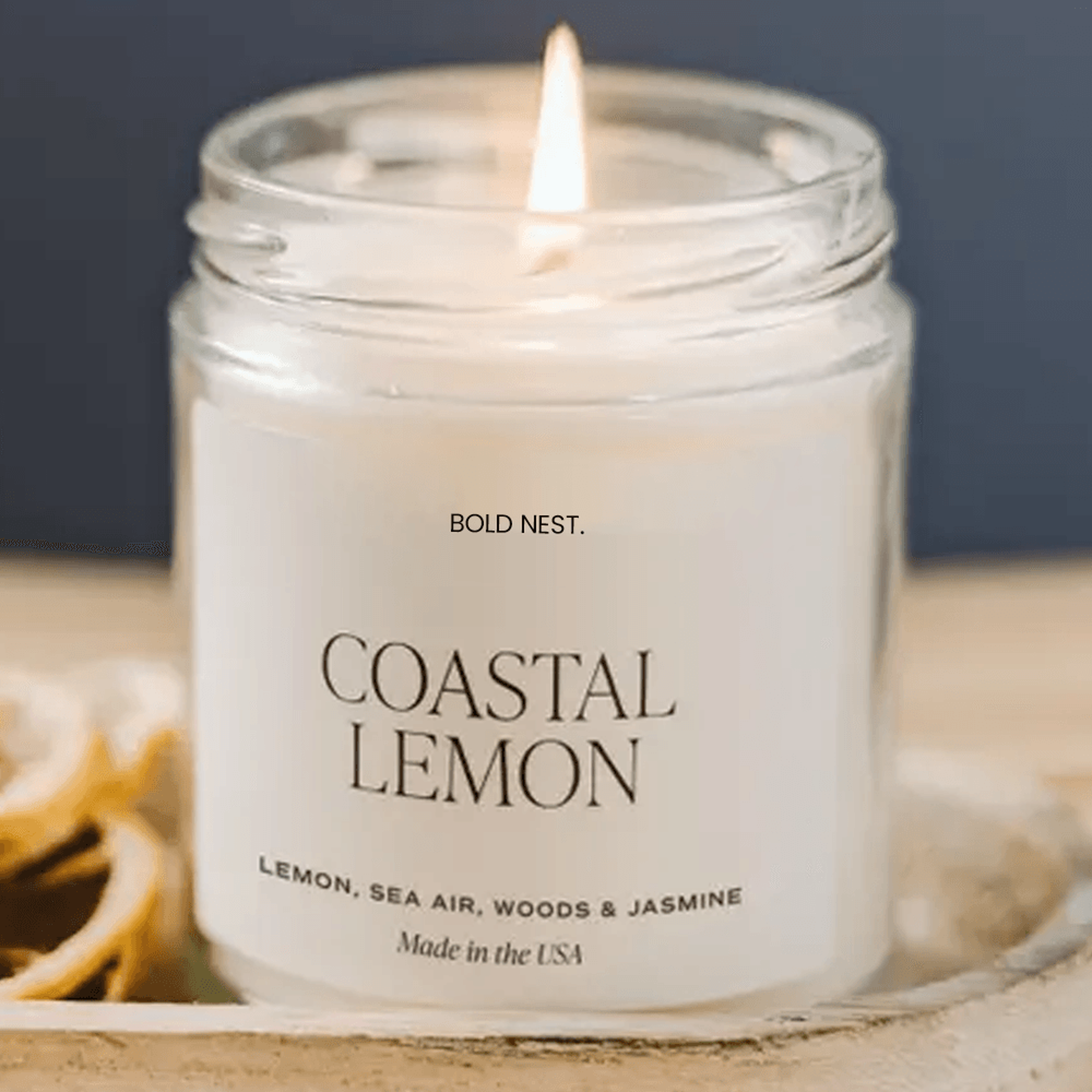 coastal lemon soy candle – amalfi citrus scented candle for relaxing home decor