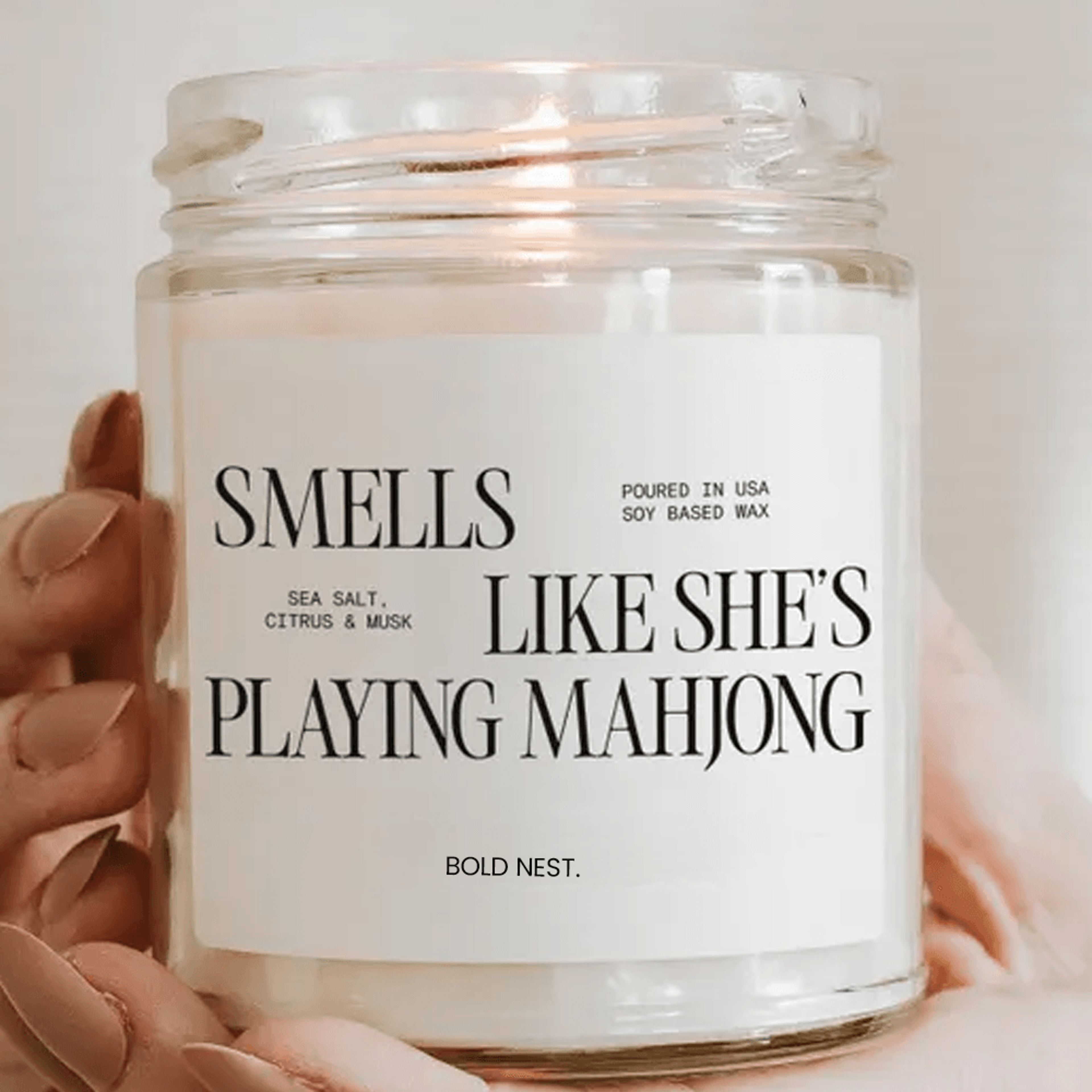 smells like she's playing mahjong candle – funny mahjong gift soy candle for game night lovers