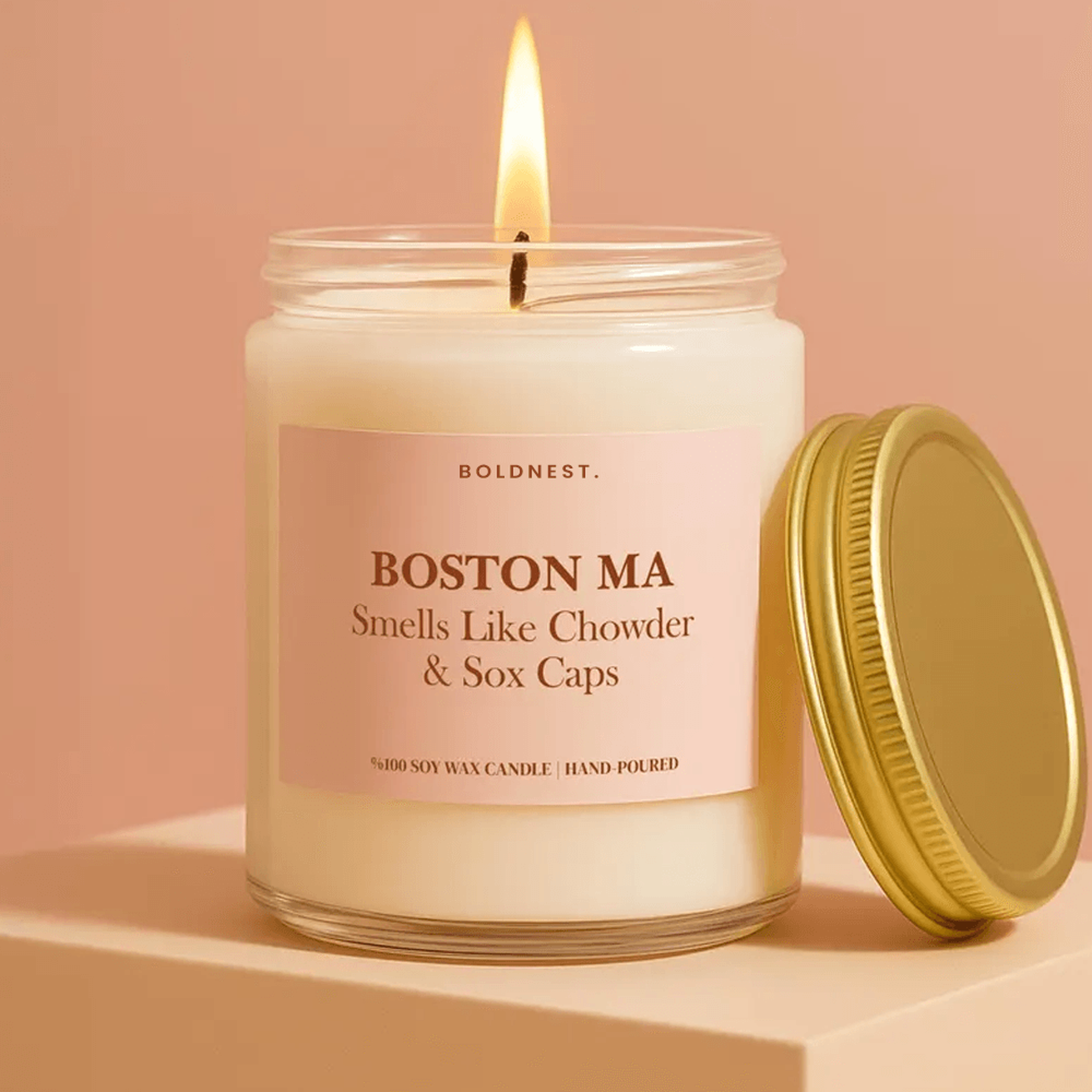 boston ma smells like chowder & sox caps candle, boston gift, massachusetts souvenir, new england candle, boston lover