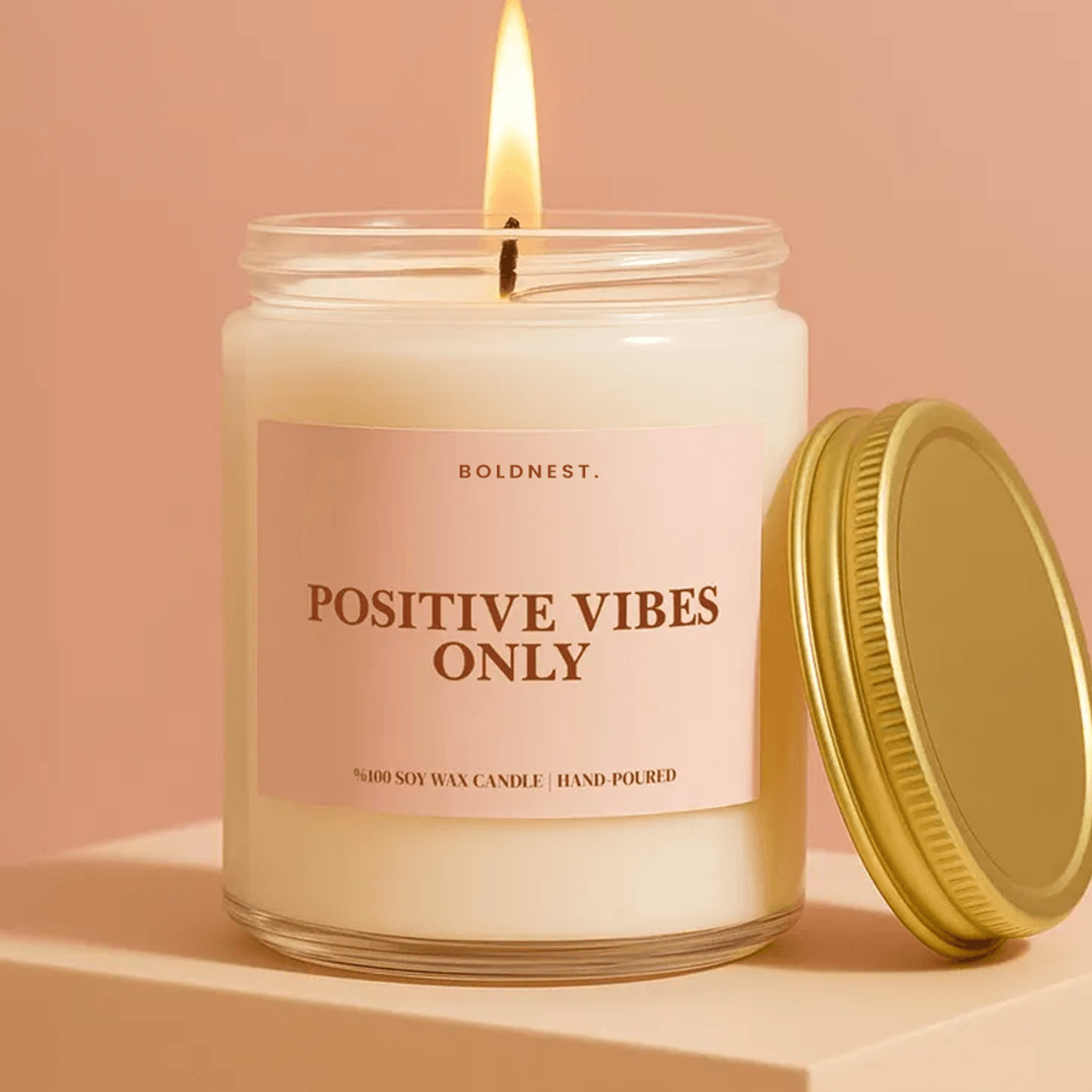 positive vibes only candle, inspirational gift, motivational candle, self care gift, mindfulness decor, wellness gift