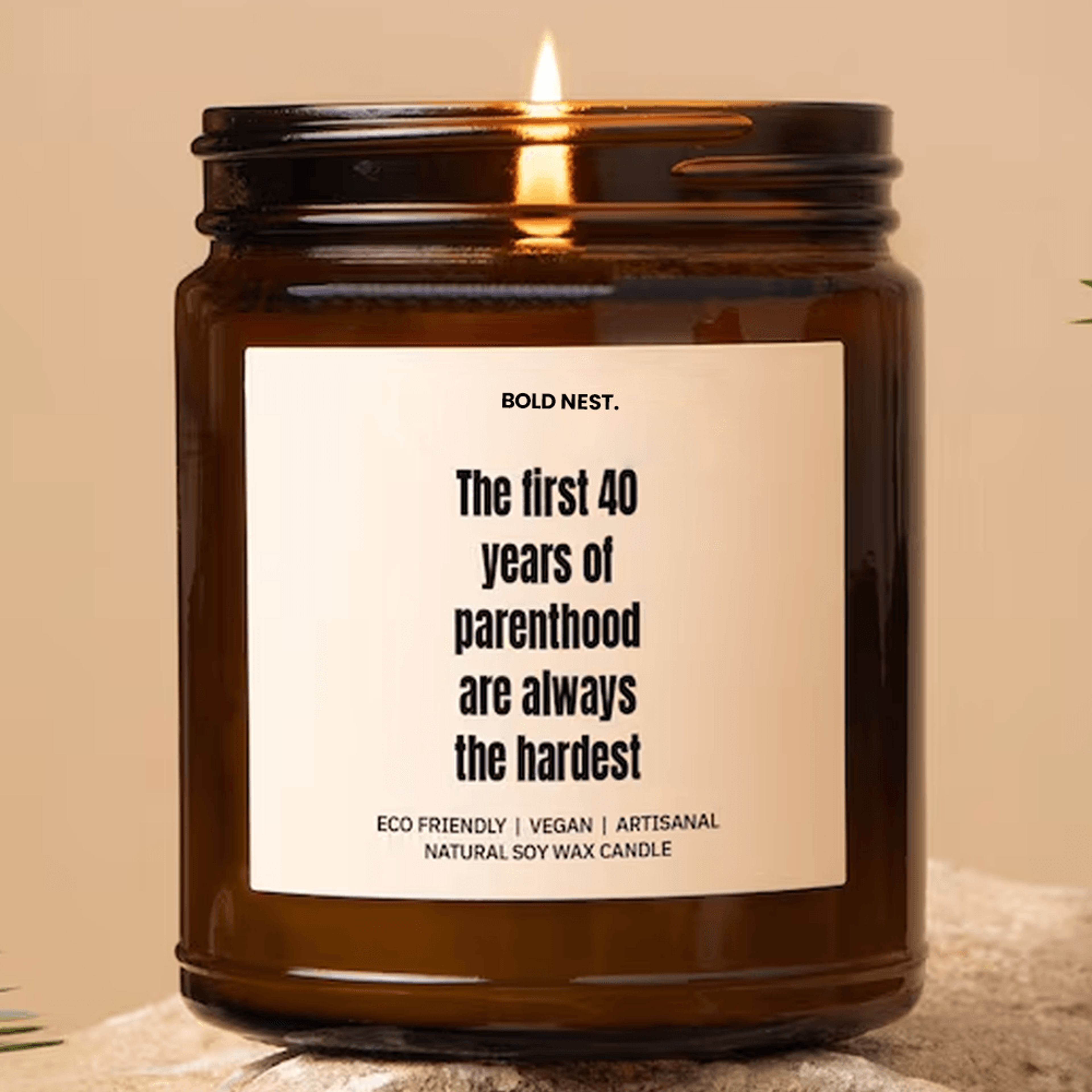 first 40 years of parenthood funny scented soy candle gift for parents, moms & dads