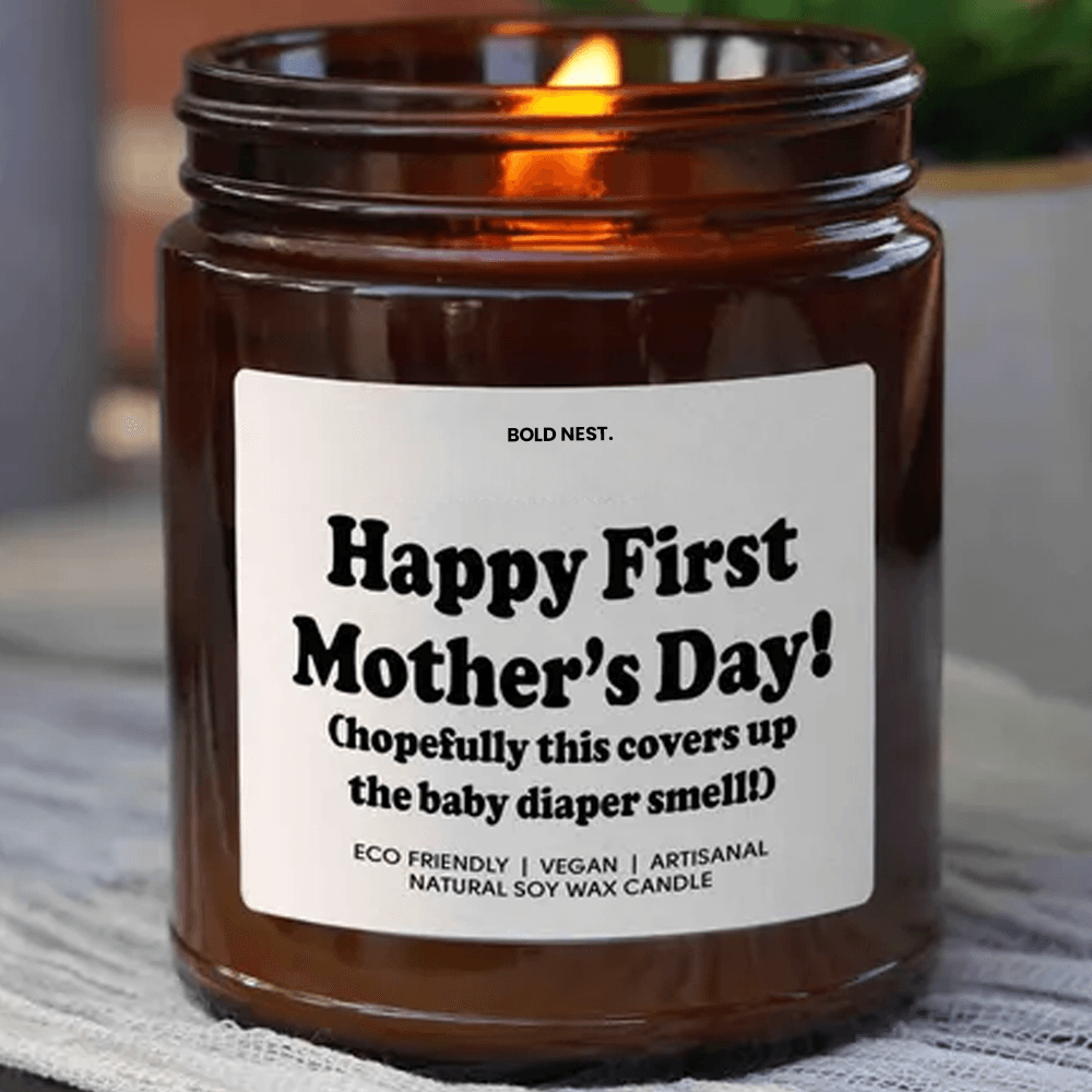 happy first mother's day funny scented soy candle gift for new moms