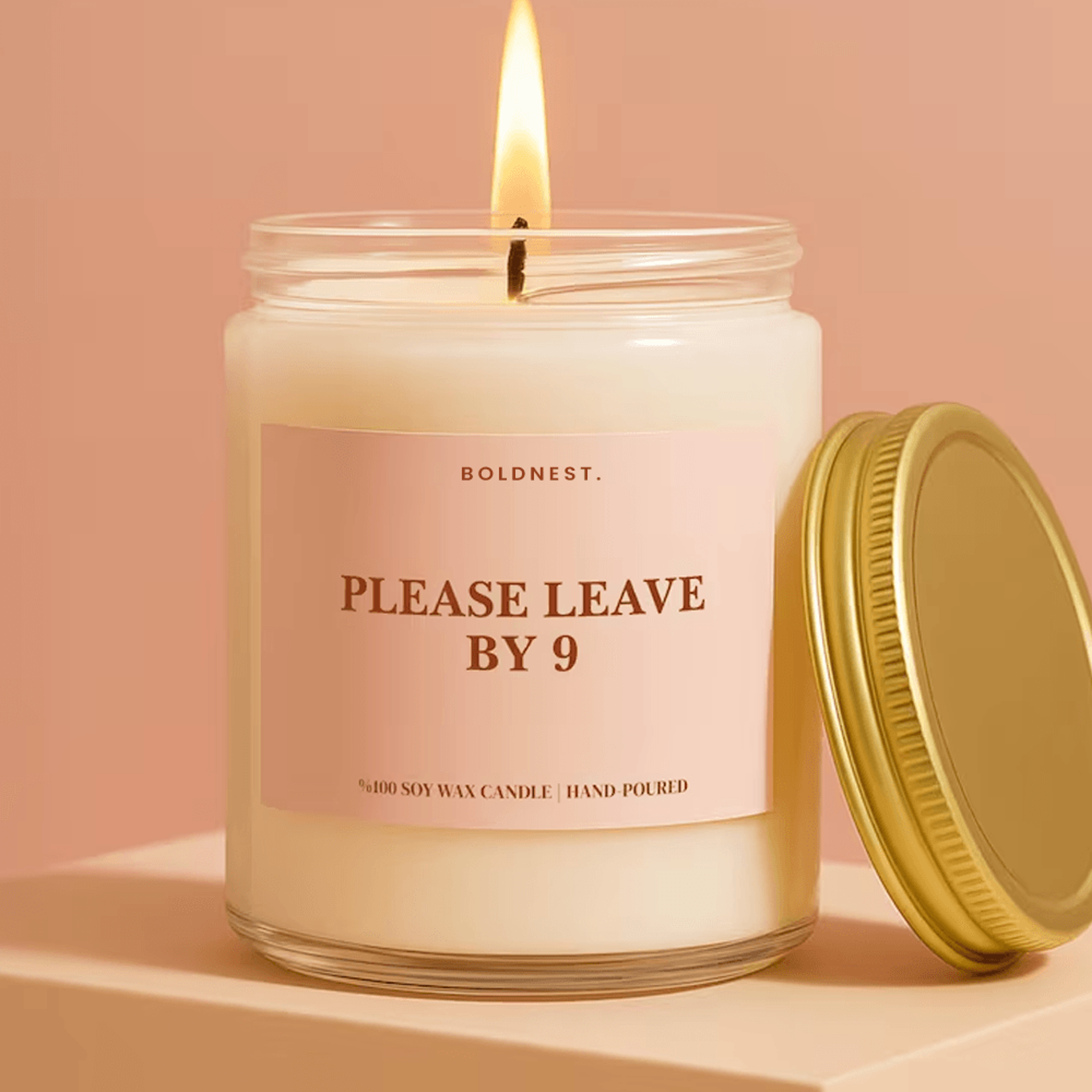 please leave by 9 candle, funny introvert candle gift, housewarming gift, hostess gift, social battery candle, funny