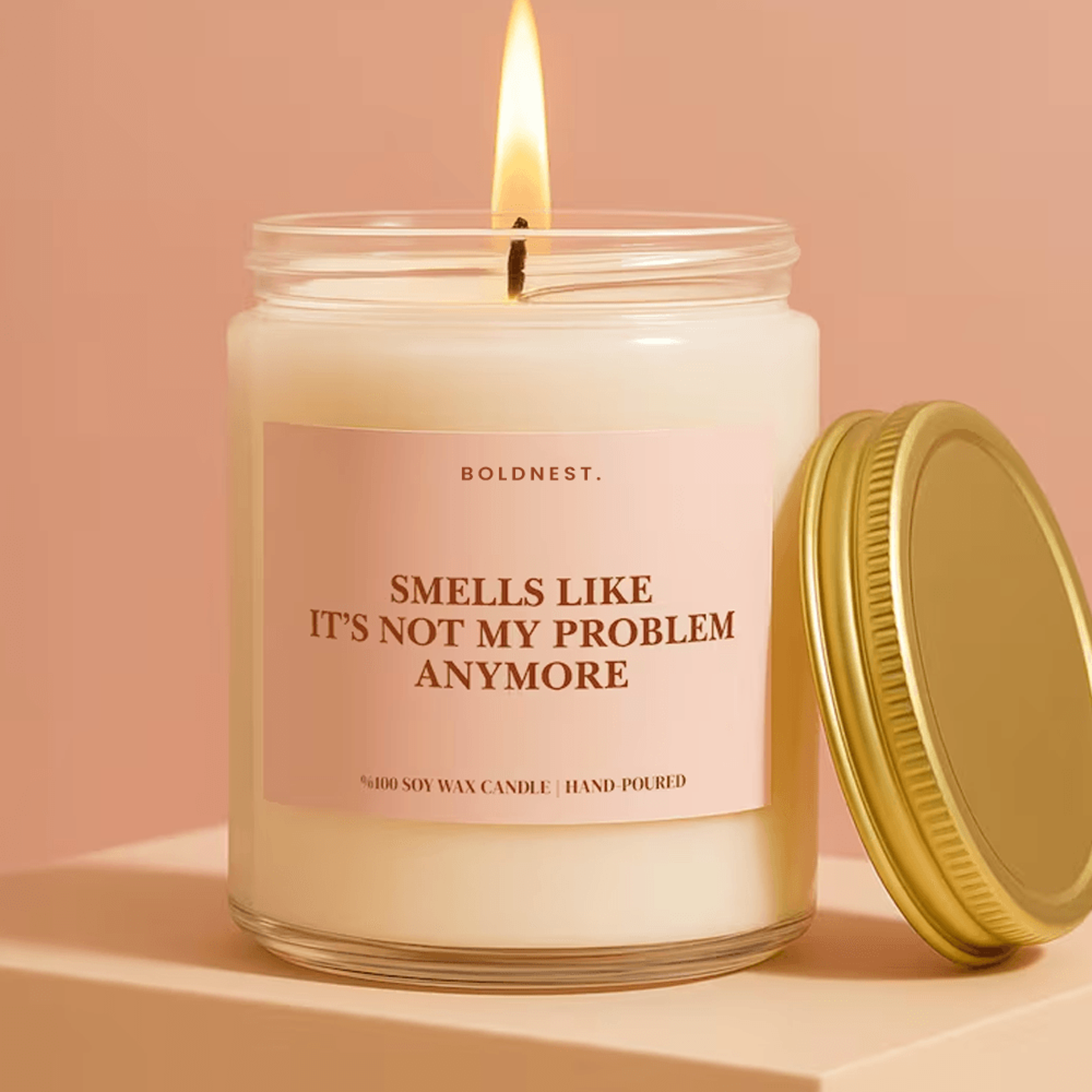 smells like it's not my problem anymore candle, retirement gift, coworker leaving gift, funny retirement candle, goodbye
