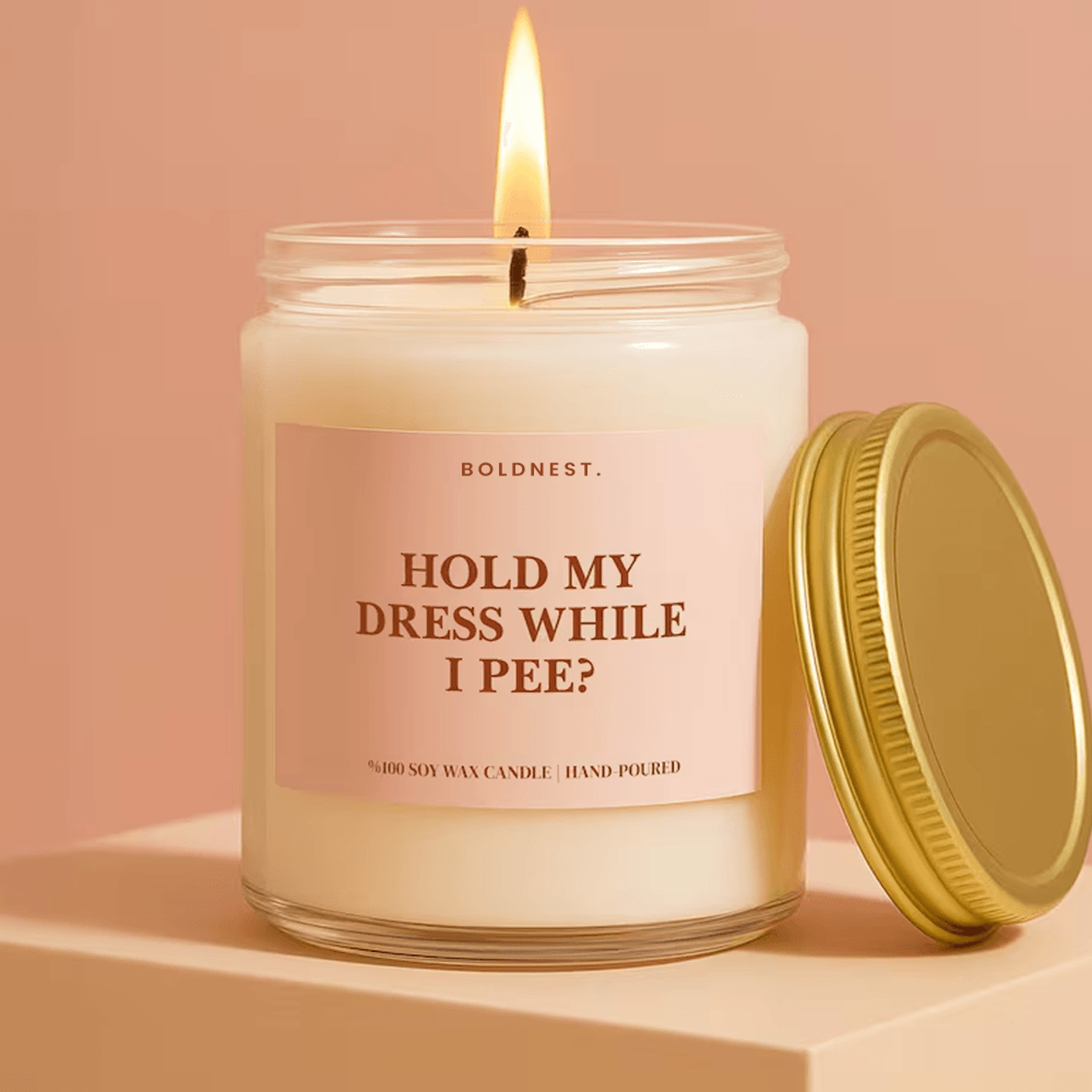 hold my dress while i pee candle, funny bridesmaid gift, bachelorette party gift, maid of honor gift, wedding day candle