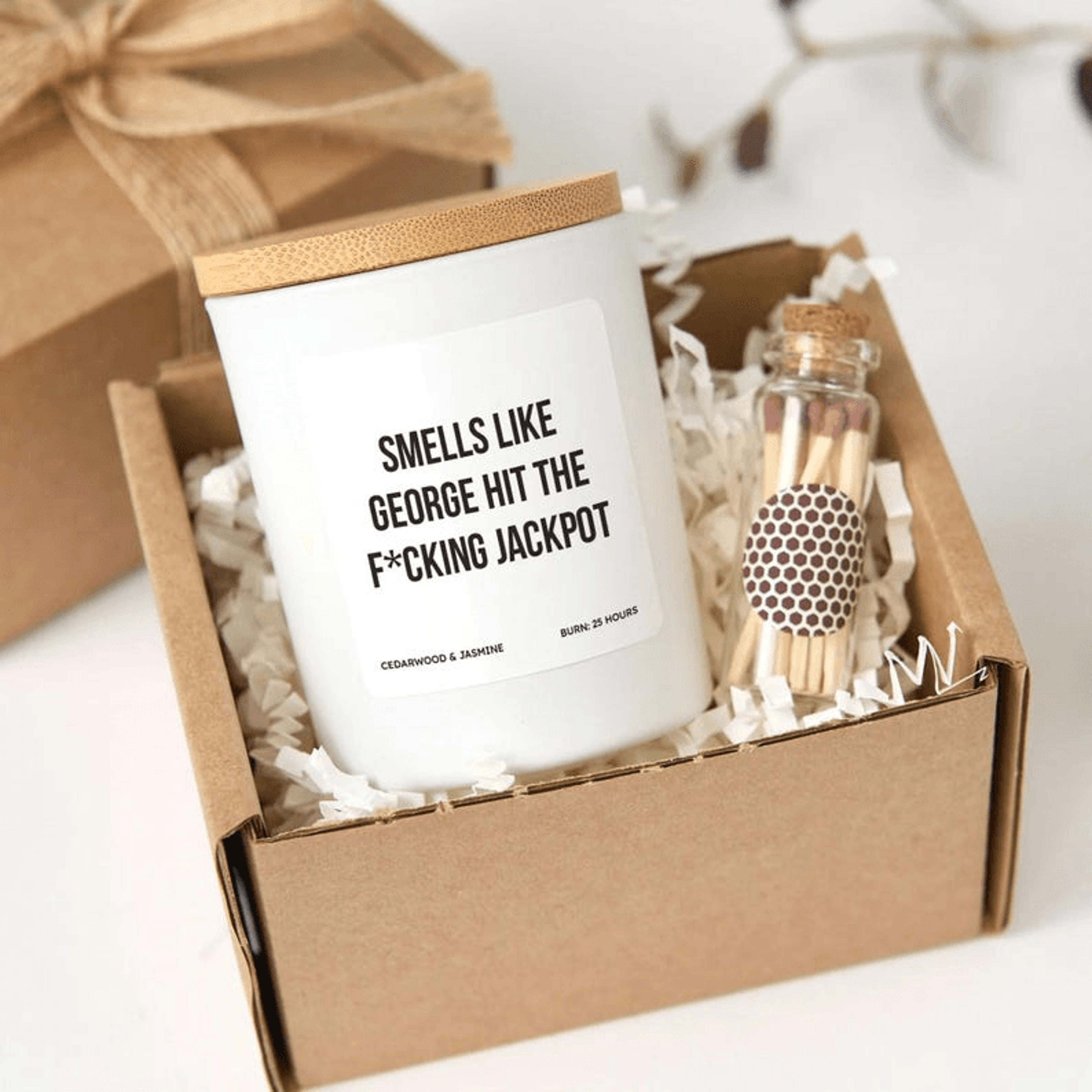funny husband gift candle, personalized husband birthday gift, anniversary gift for him, smells like he hit the jackpot