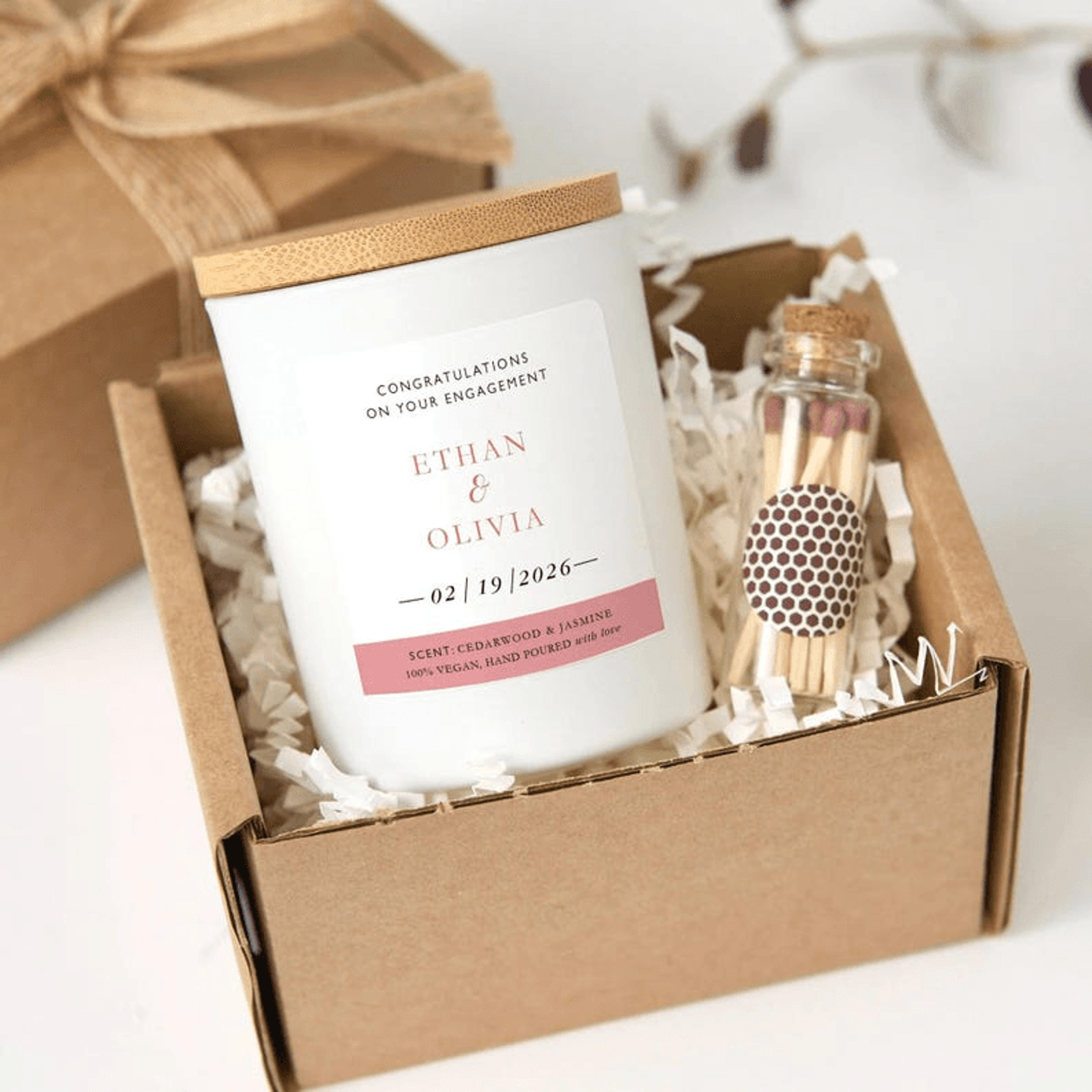 personalized engagement gift candle, engagement gift for couple, congratulations on your engagement gift, newly engaged