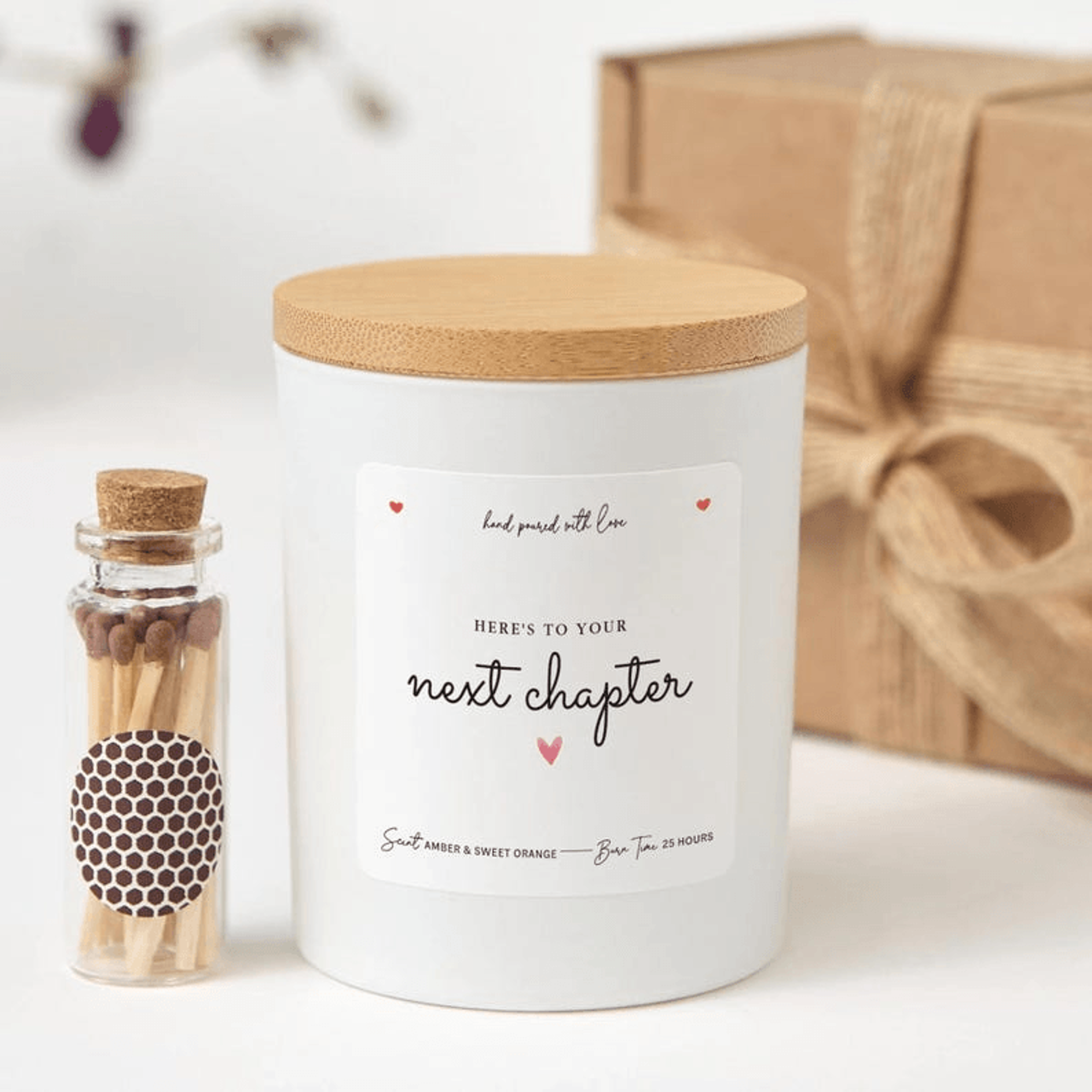 retirement candle gift, here's to your next chapter candle, retirement gift for women, retirement gift for coworker
