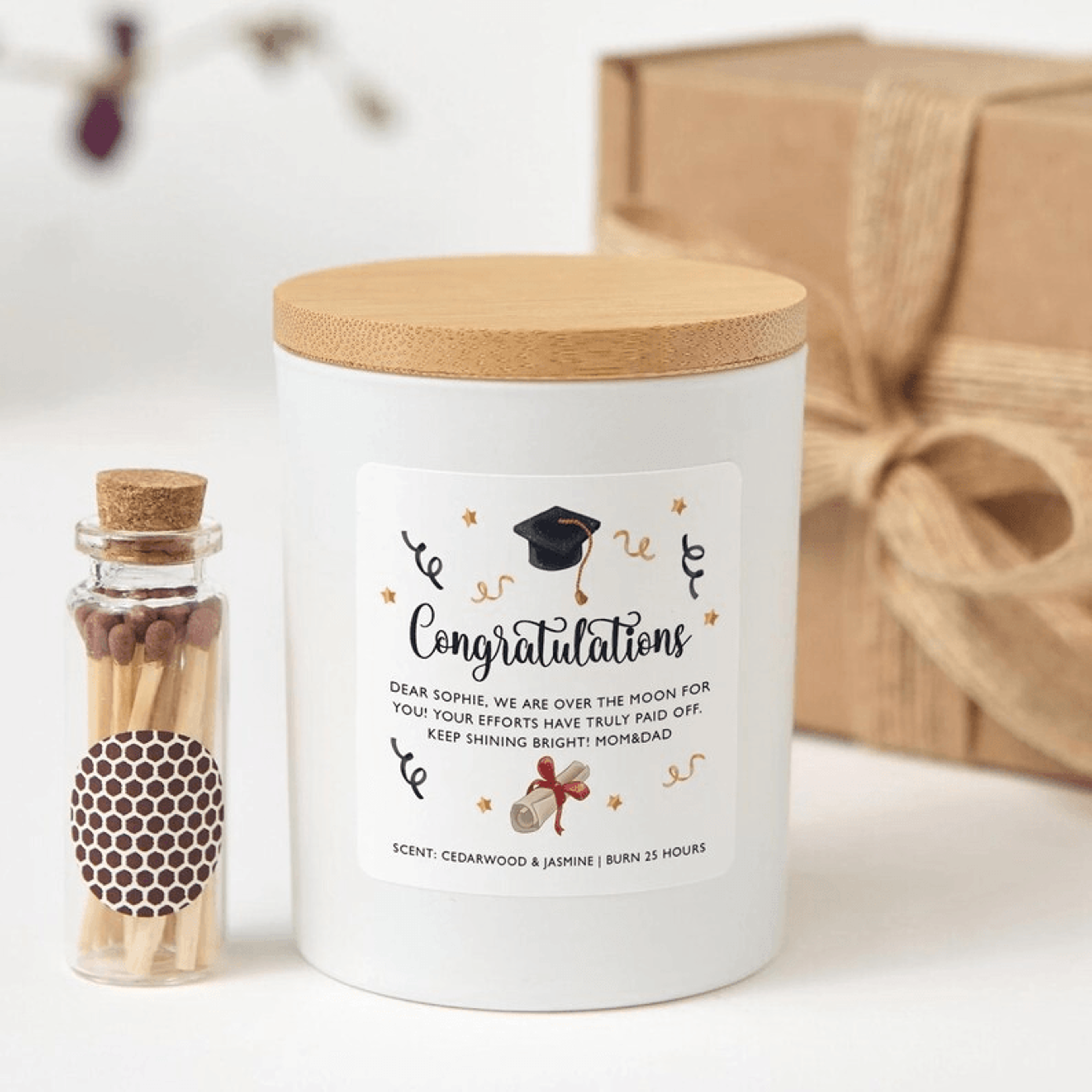 graduation candle gift, personalized graduation gift, congratulations graduate gift, class of 2026 gift