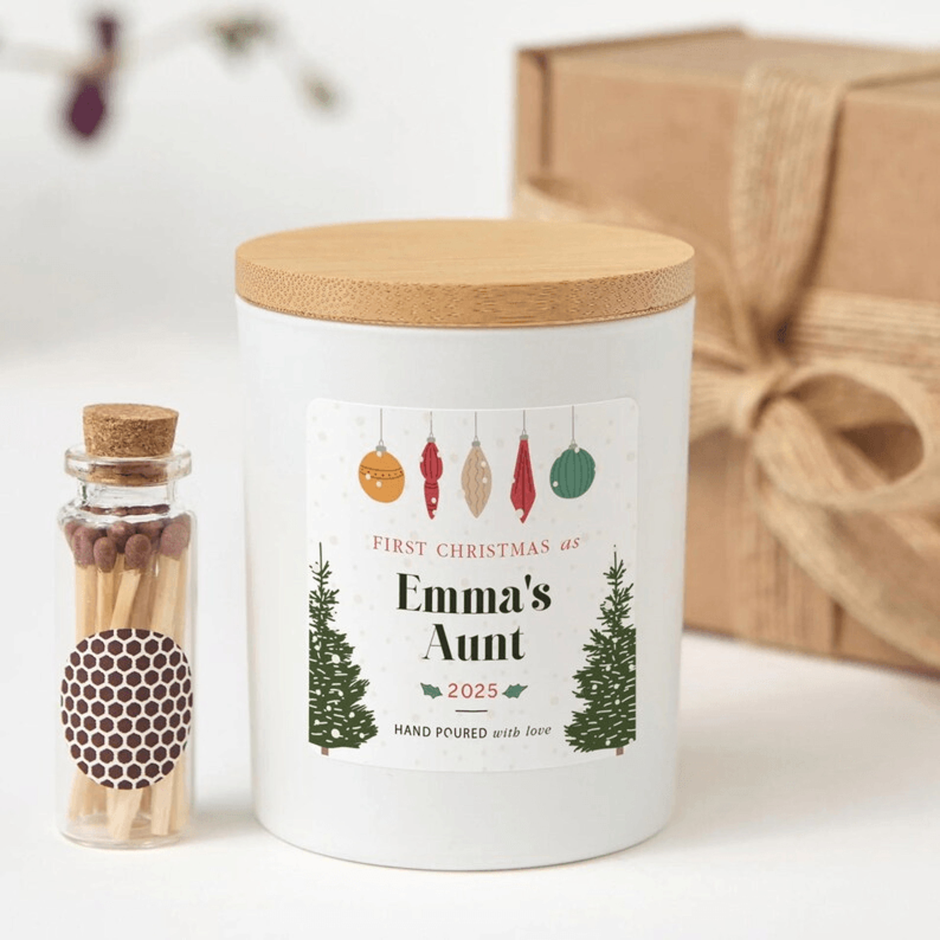 first christmas as aunt candle, personalized aunt christmas gift, new aunt gift, auntie christmas candle, custom family