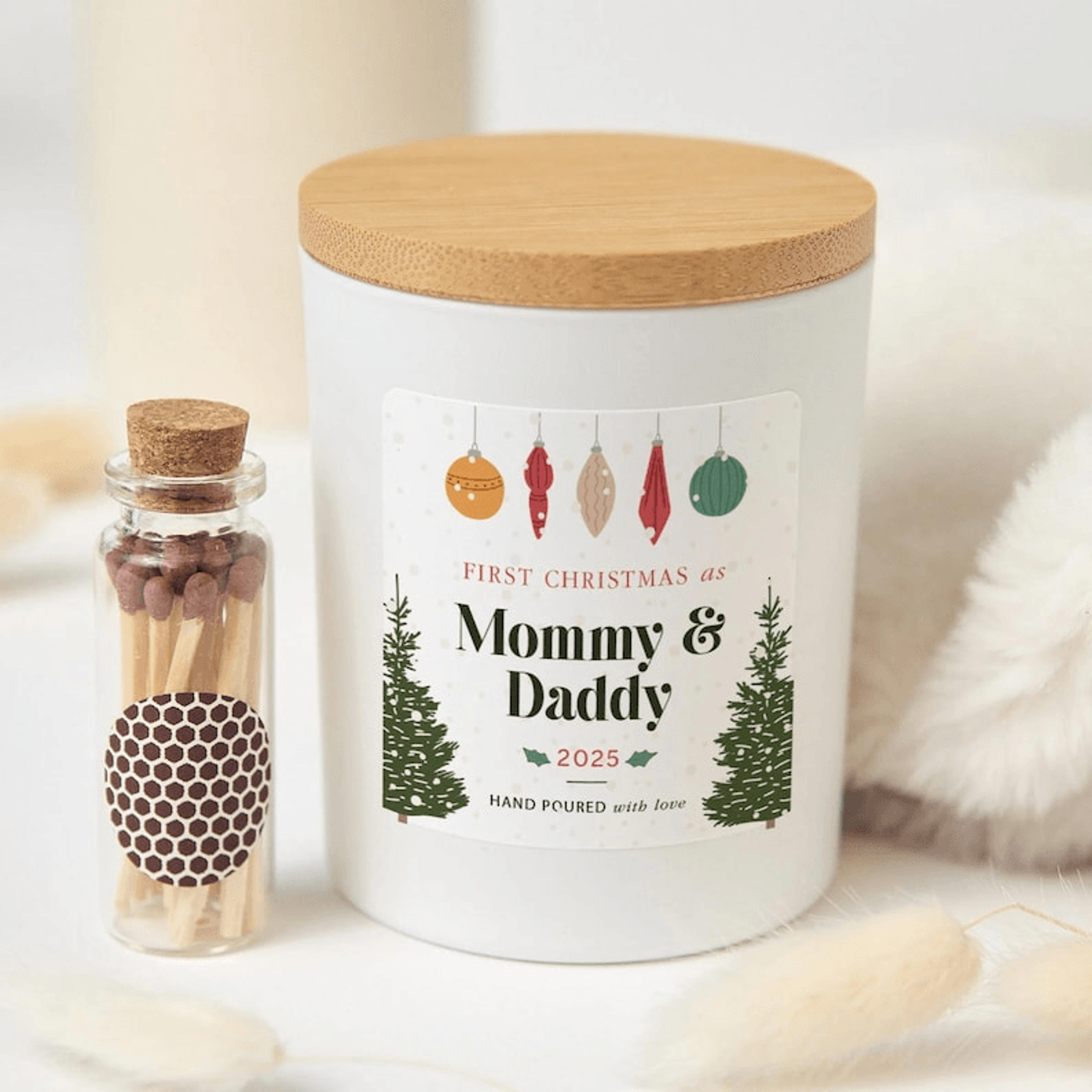 first christmas as mommy and daddy candle, new parents christmas gift, personalized first christmas parents gift