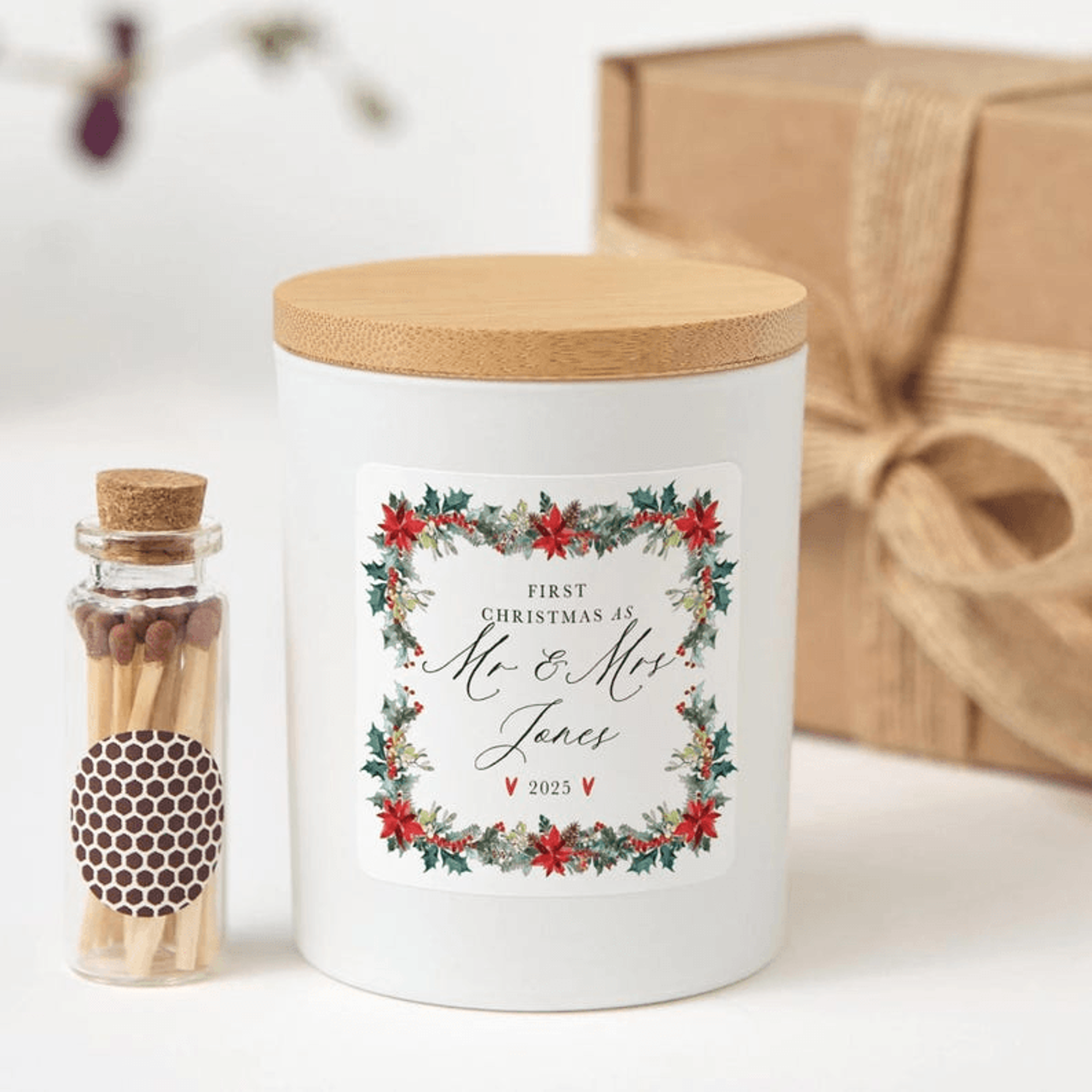 first christmas as mr and mrs candle, personalized newlywed christmas gift, custom married couple christmas candle