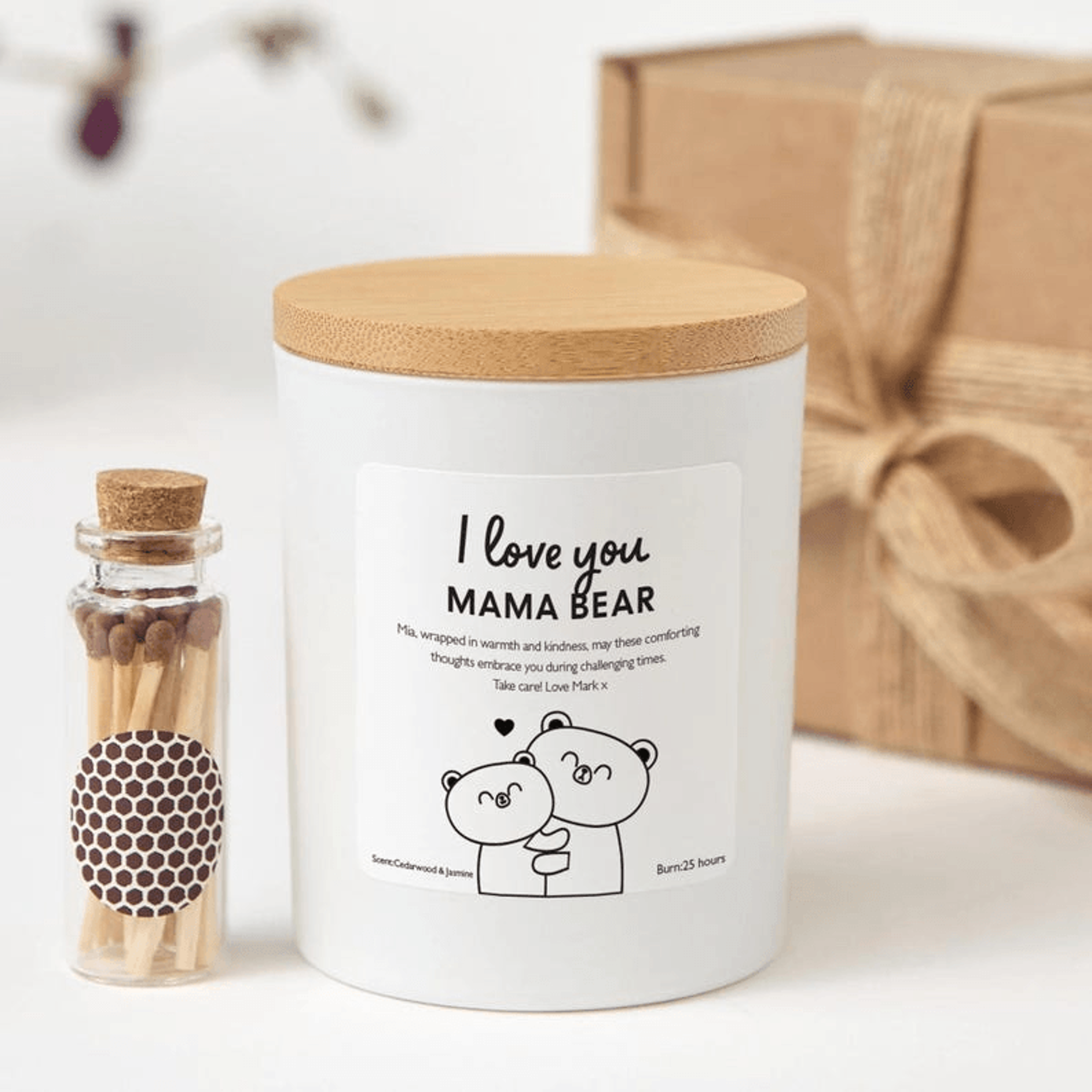 mama bear candle gift, personalized gift for mom, custom mother candle, mother daughter gift, thinking of you candle