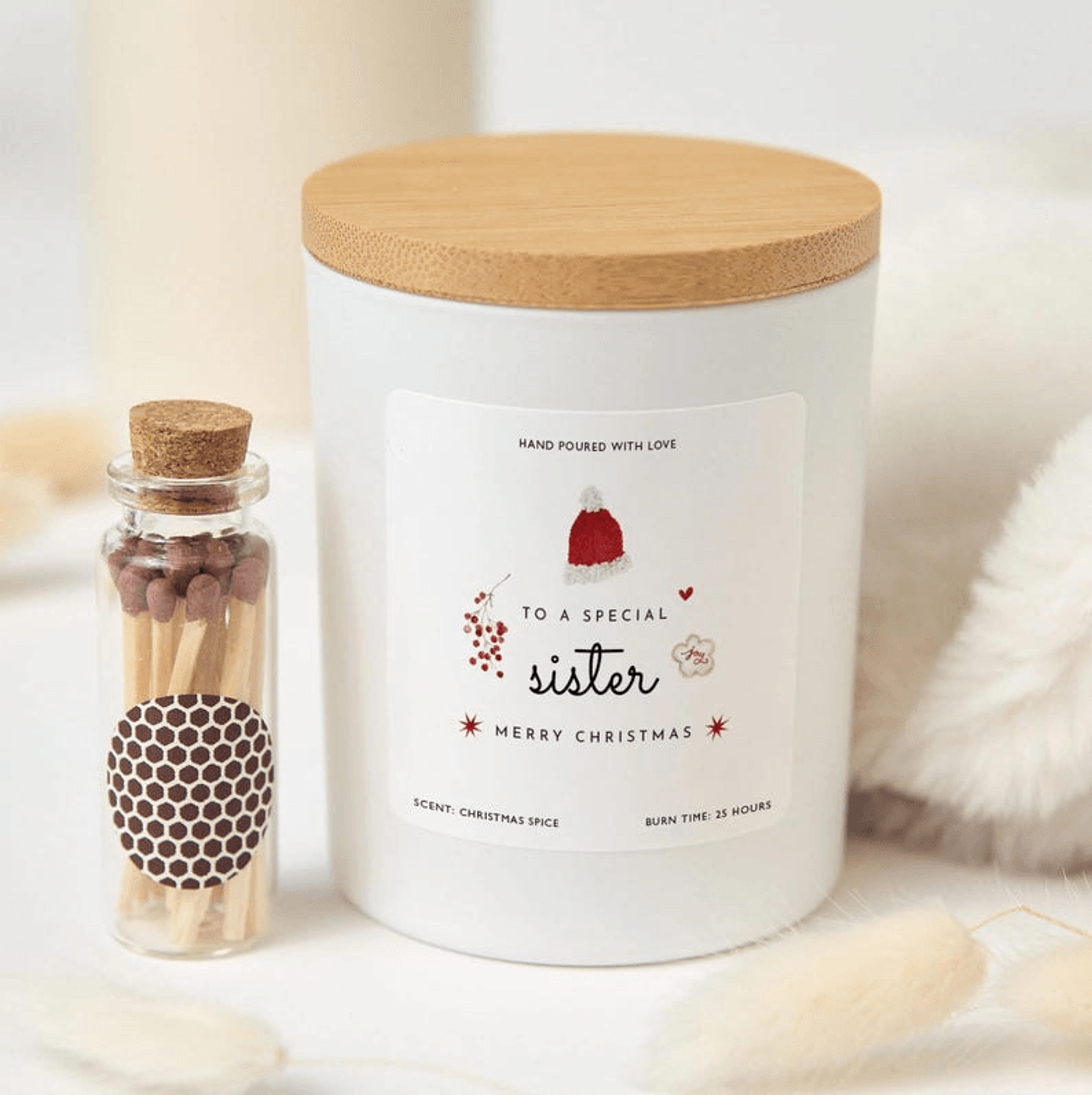 christmas gift for sister candle, personalized sister christmas gift, custom sister candle, merry christmas sister gift