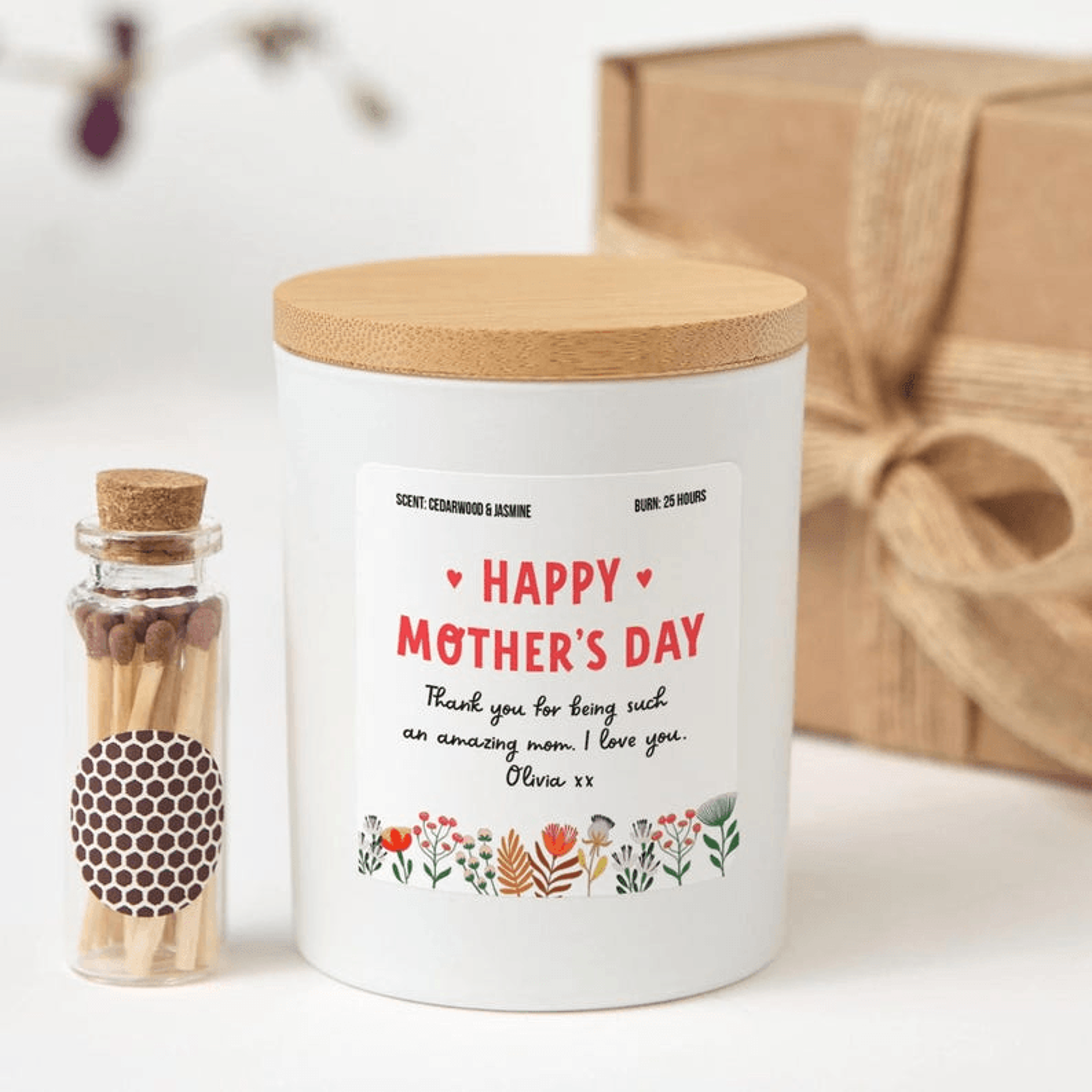 personalized mother's day candle, happy mother's day gift for mom, thank you mom candle, custom mother's day gift box