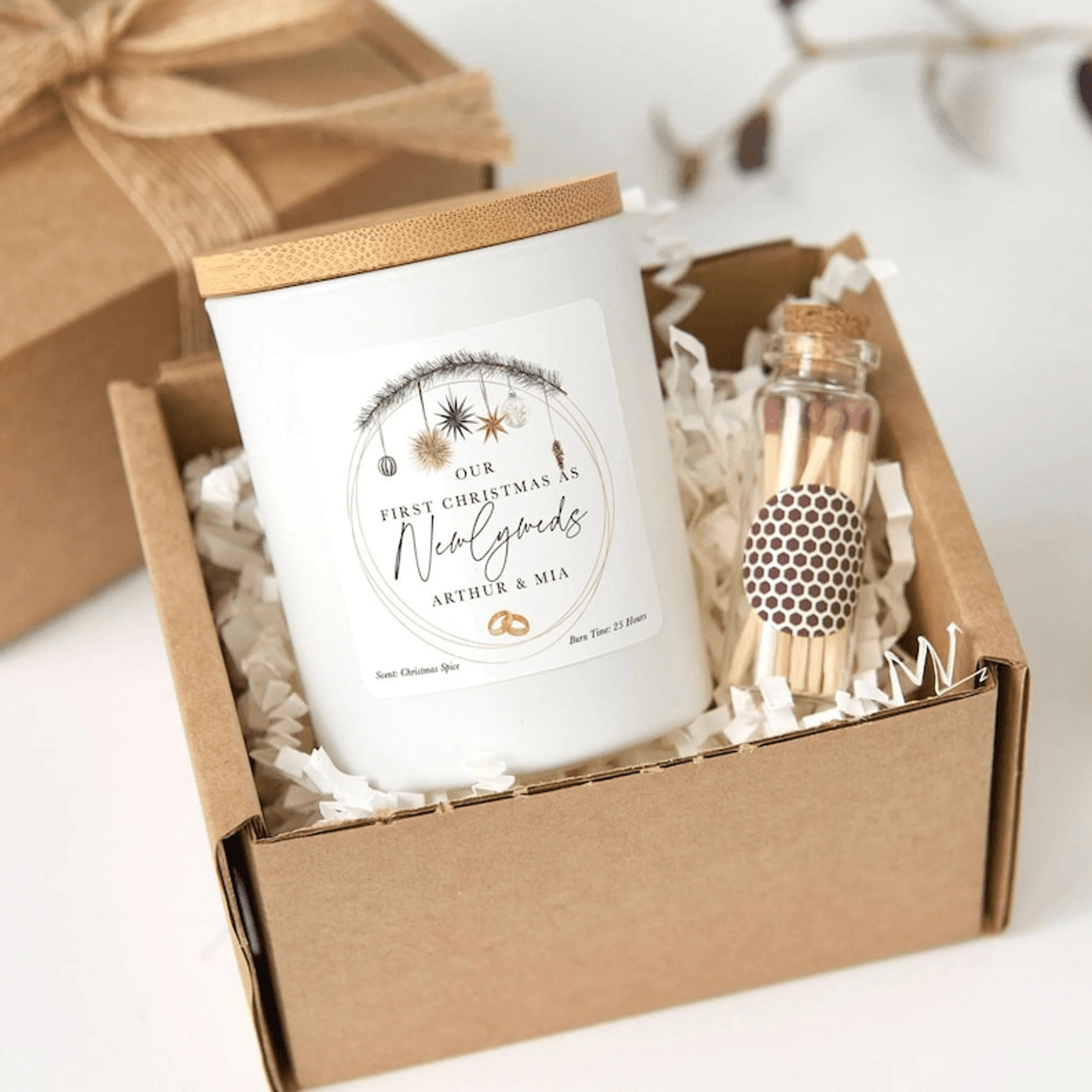 first christmas as newlyweds candle, personalized newlywed christmas gift, first married christmas gift, custom couple c