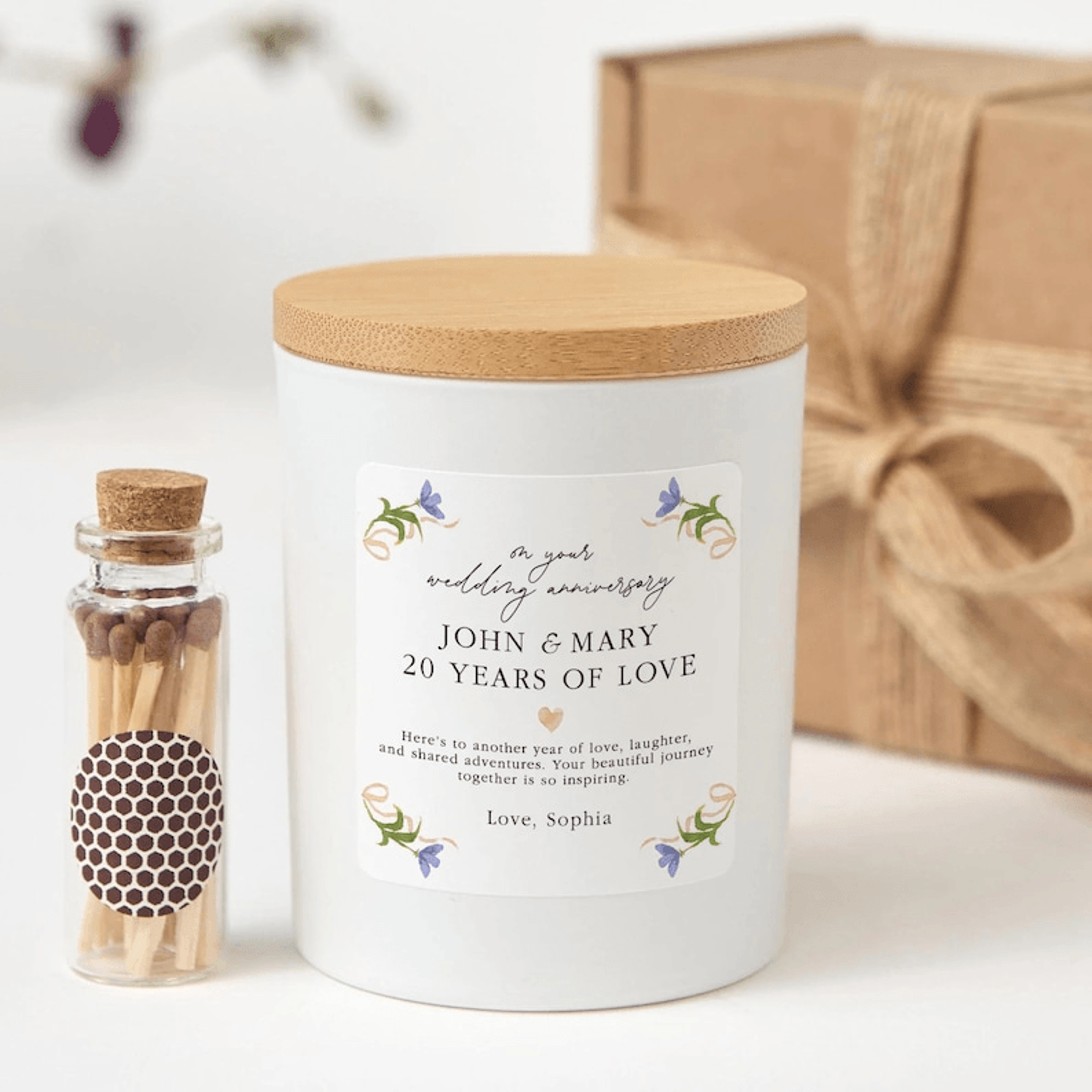 20th wedding anniversary gift candle, personalized anniversary gift for couple, 20 years of love gift, marriage