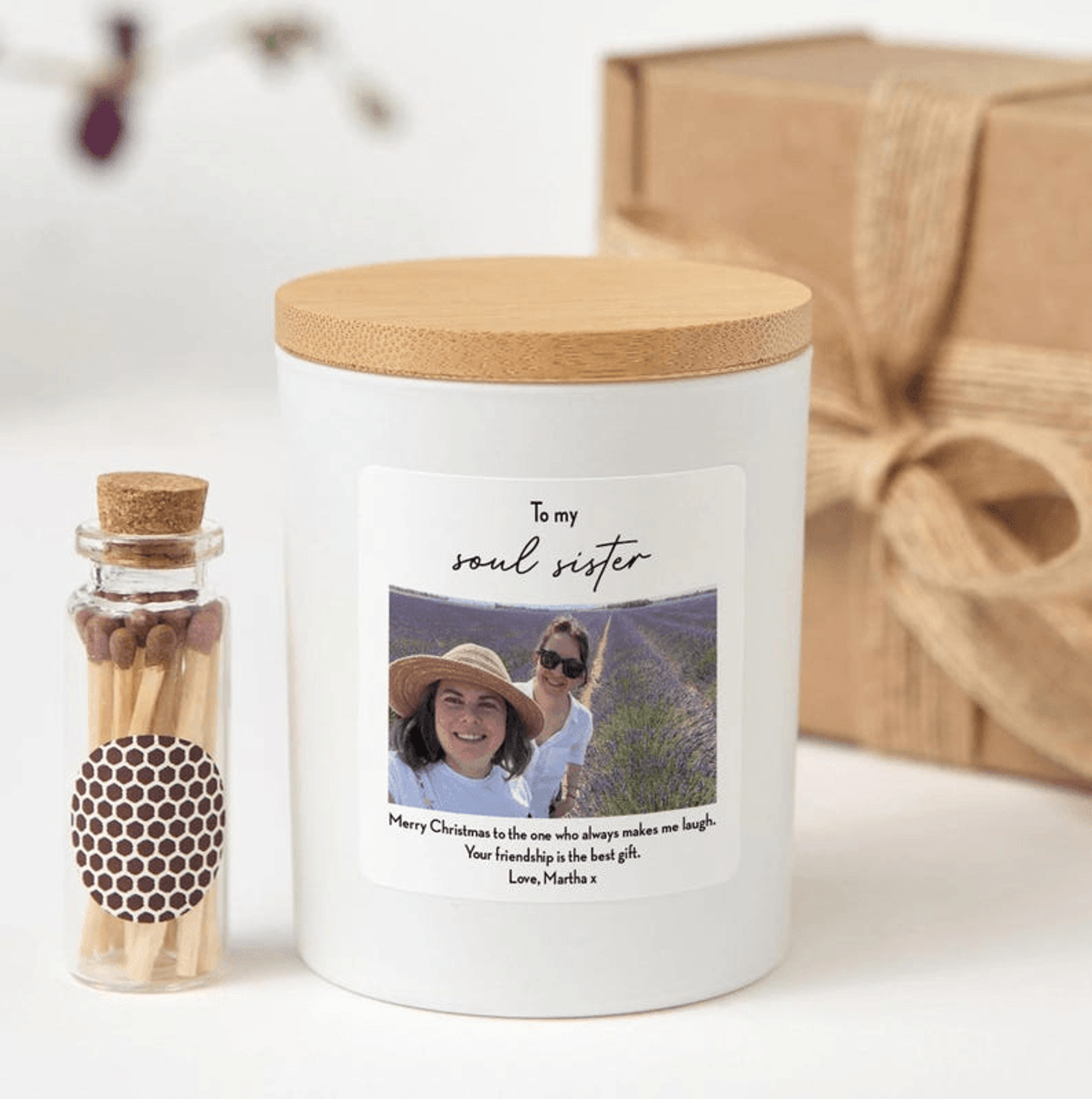 personalized soul sister candle gift, best friend photo gift, friendship candle, christmas gift for best friend