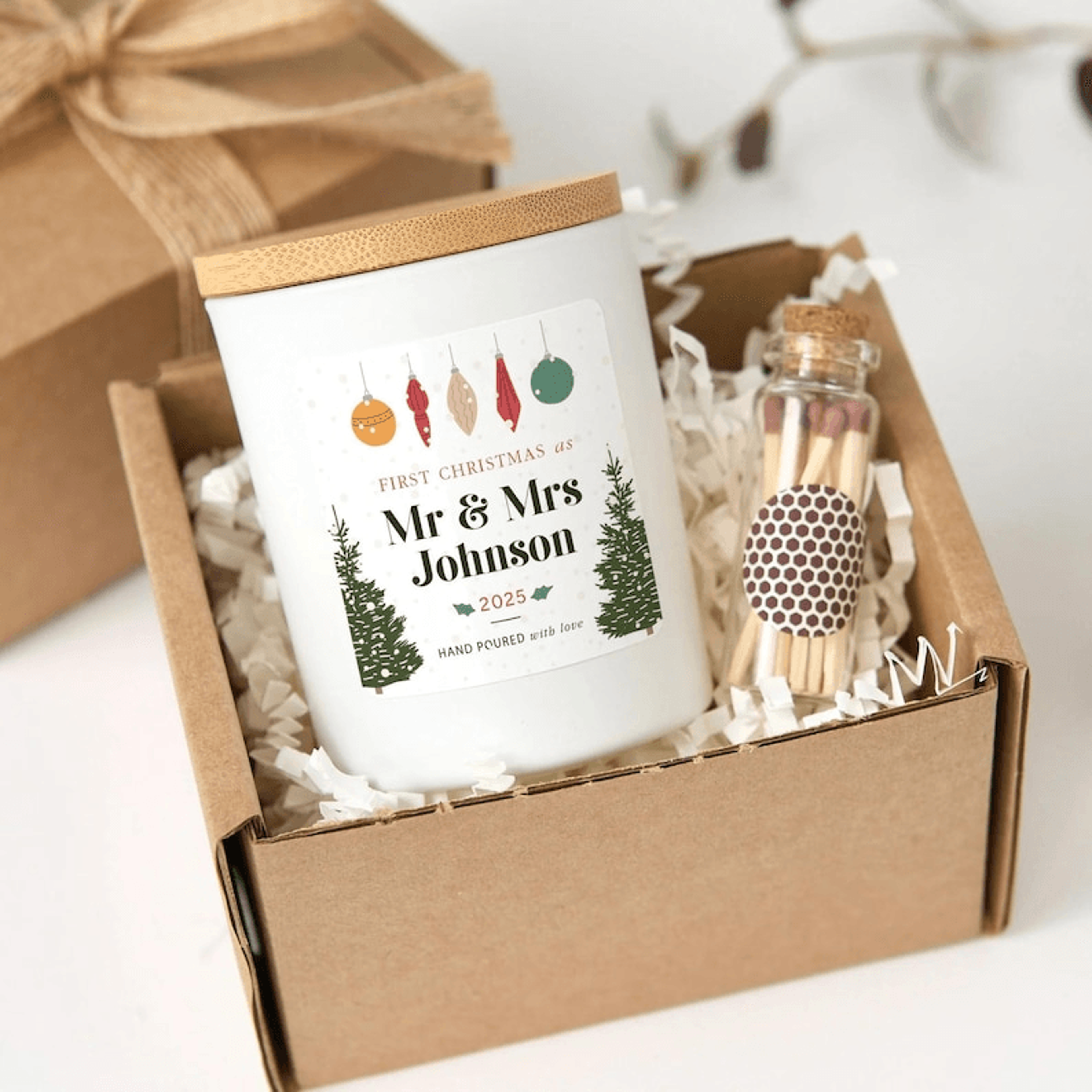 first christmas as mr and mrs candle, personalized christmas couple gift, newlywed christmas gift, custom married christ