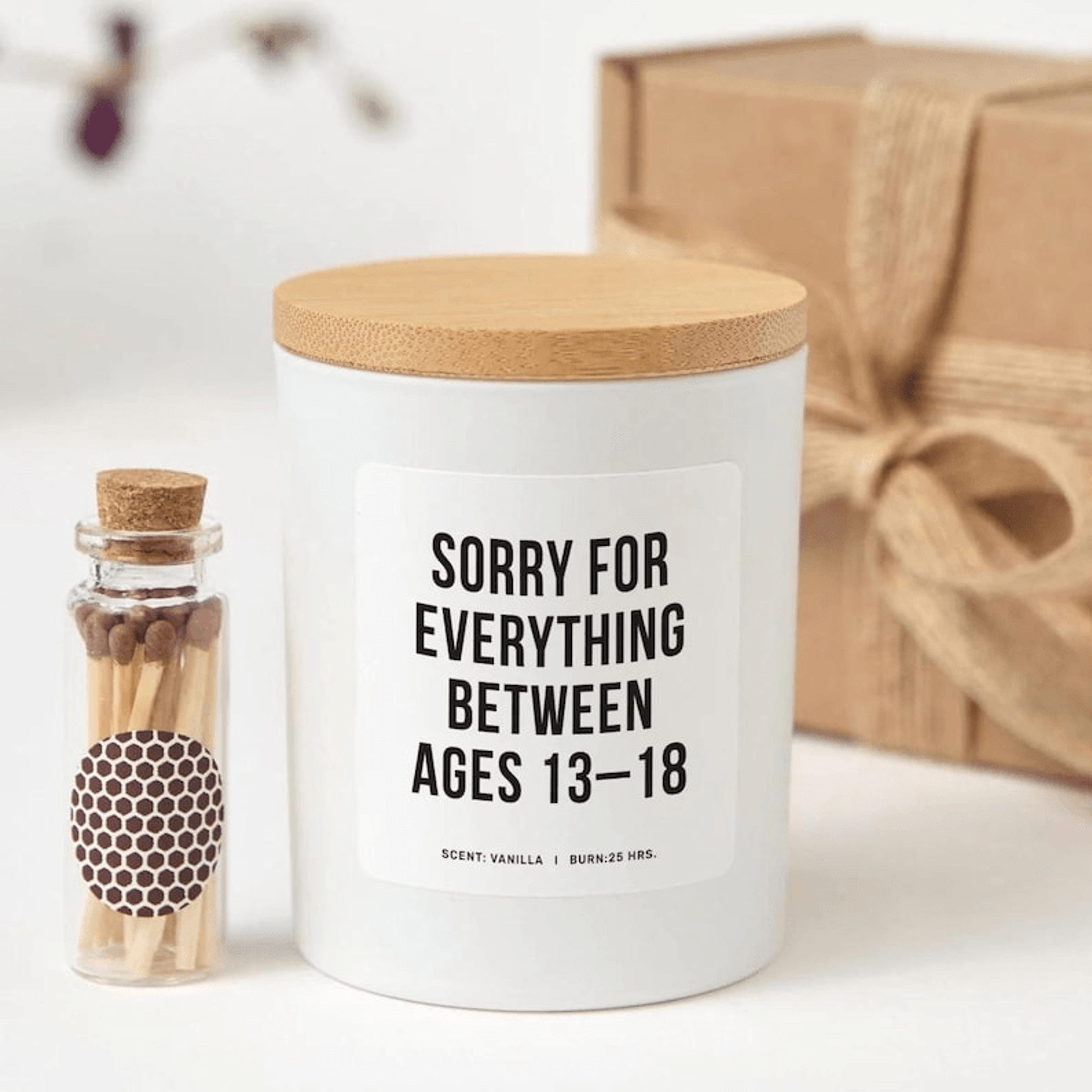 sorry for everything between ages 13-18 candle, funny mom gift, parent appreciation gift, mother's day candle, thank you