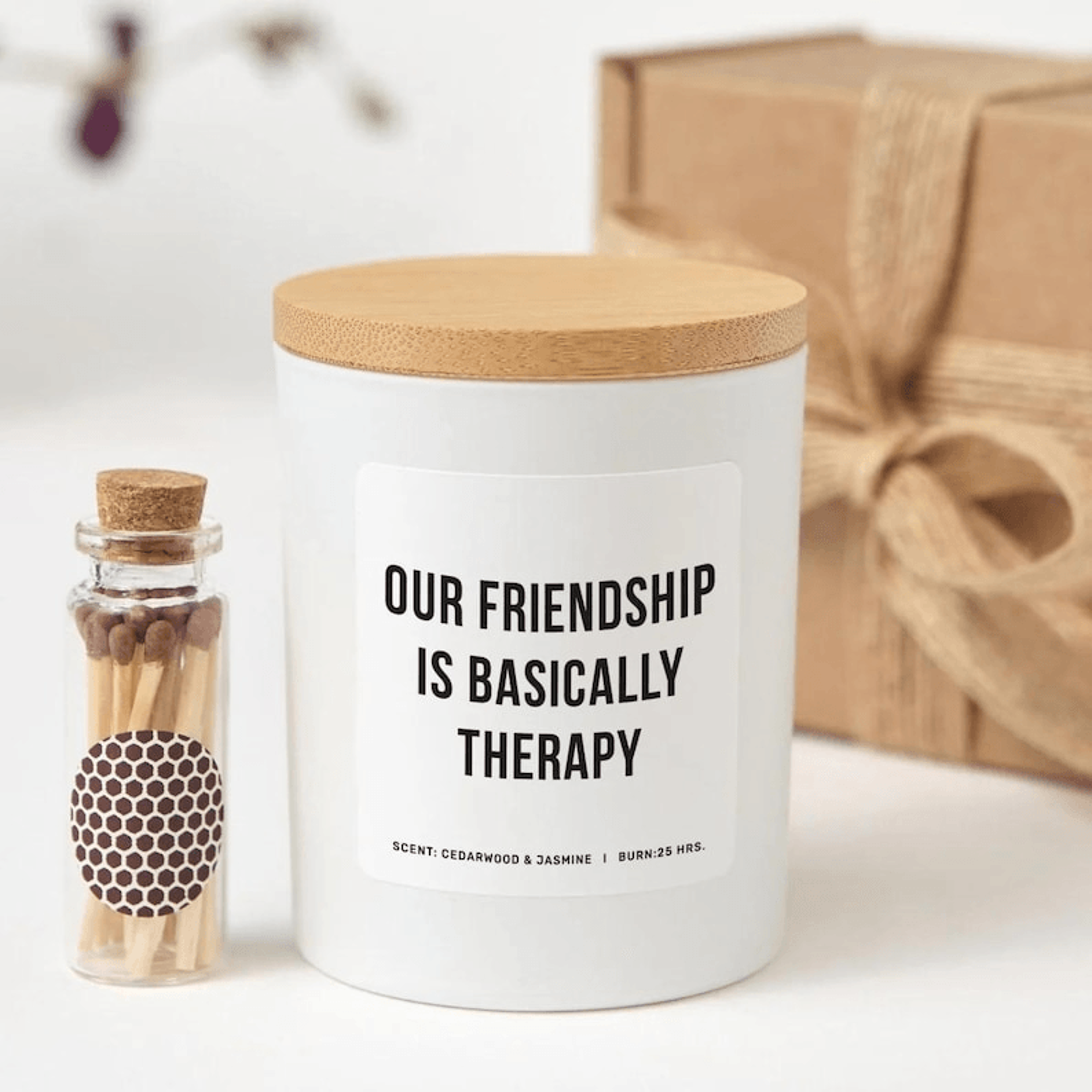 our friendship is basically therapy candle, funny best friend gift, friendship candle gift, bff birthday gift, bestie ap